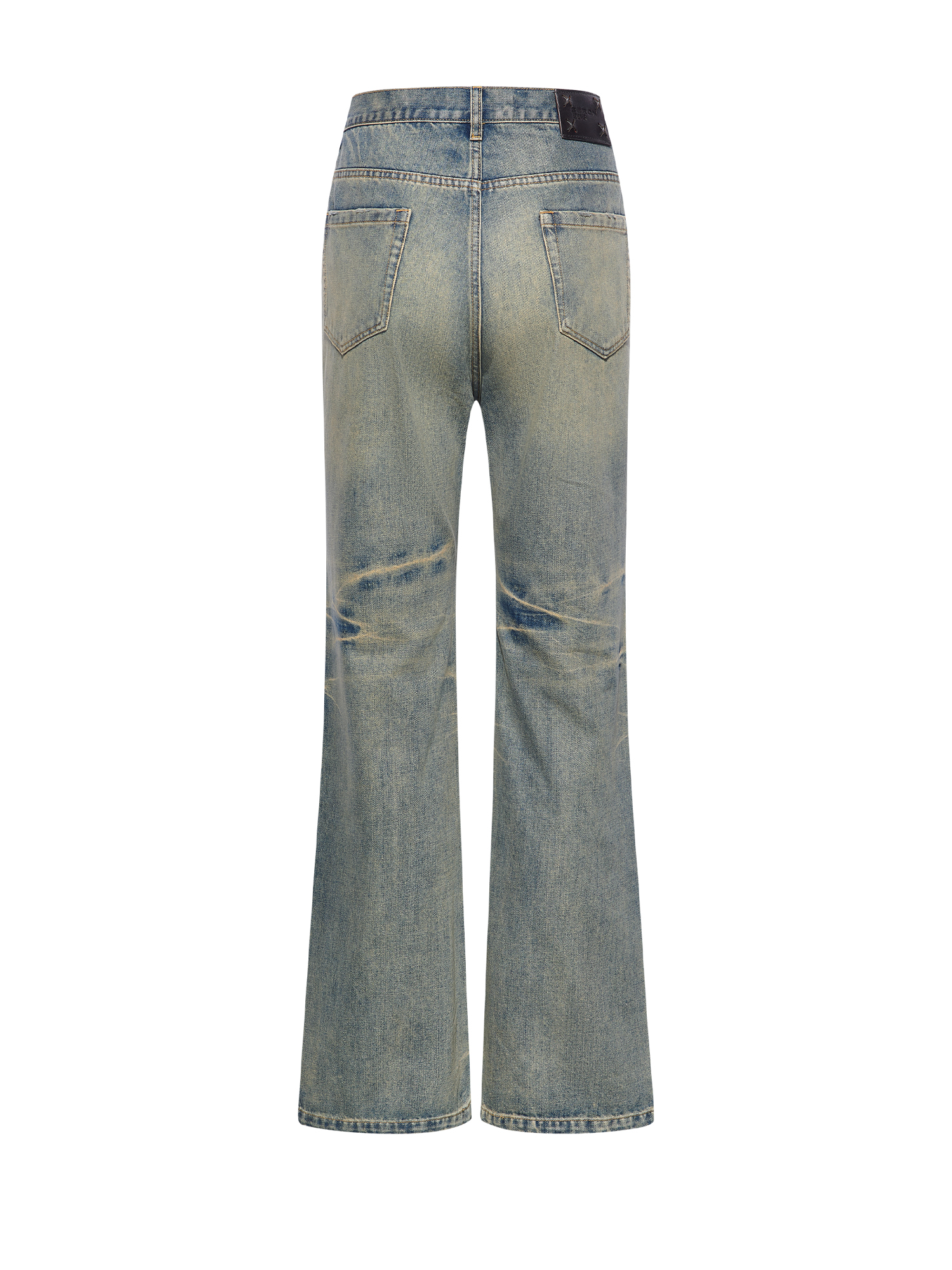 BORON ATOMS Washed Faded Whisker Denim Pants