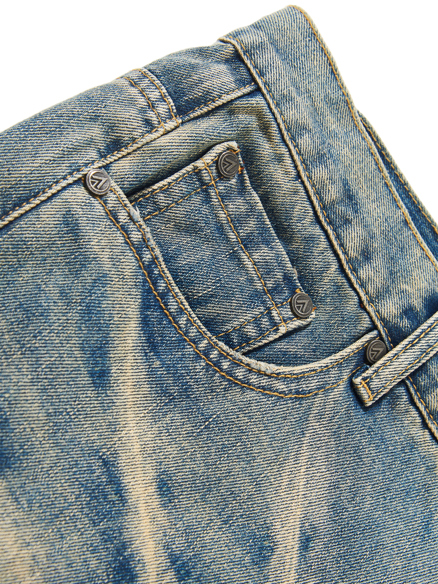 BORON ATOMS Washed Faded Whisker Denim Pants