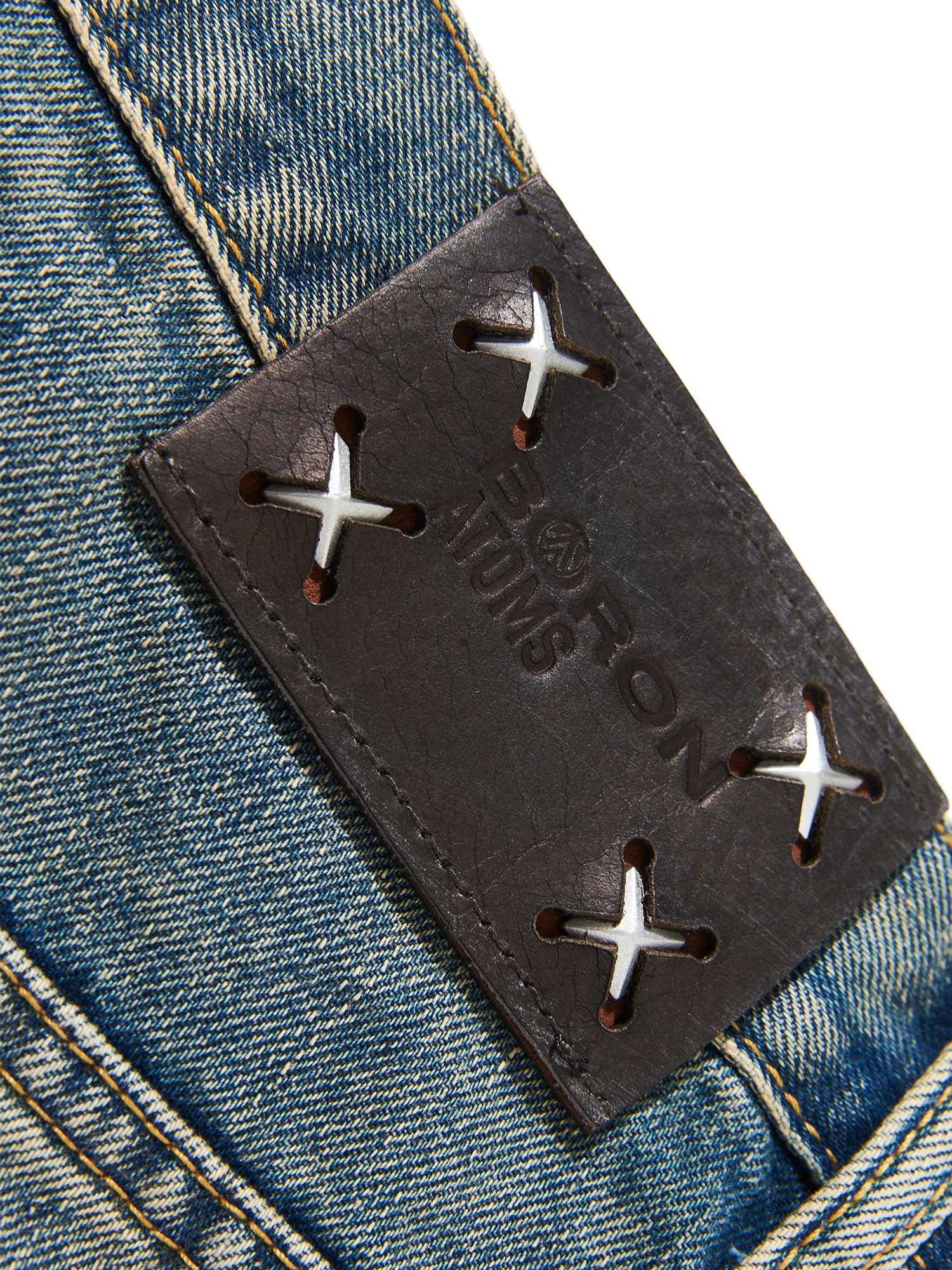 BORON ATOMS Washed Faded Whisker Denim Pants