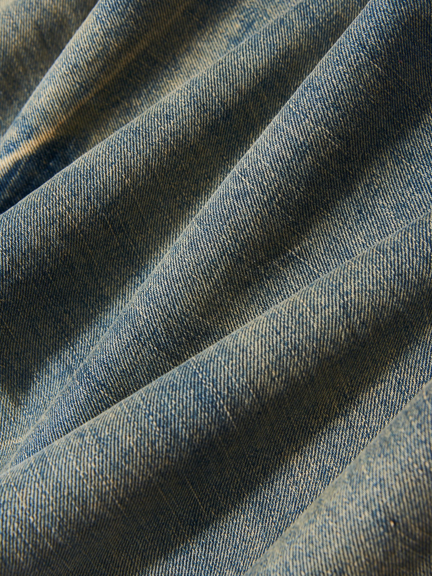 BORON ATOMS Washed Faded Whisker Denim Pants