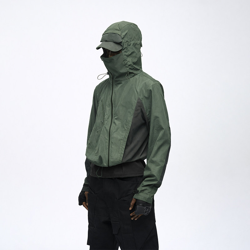 UPF200+ Side-Angled Arc Zipper Spliced-Cut Cropped Sun-Protection Skin Jacket