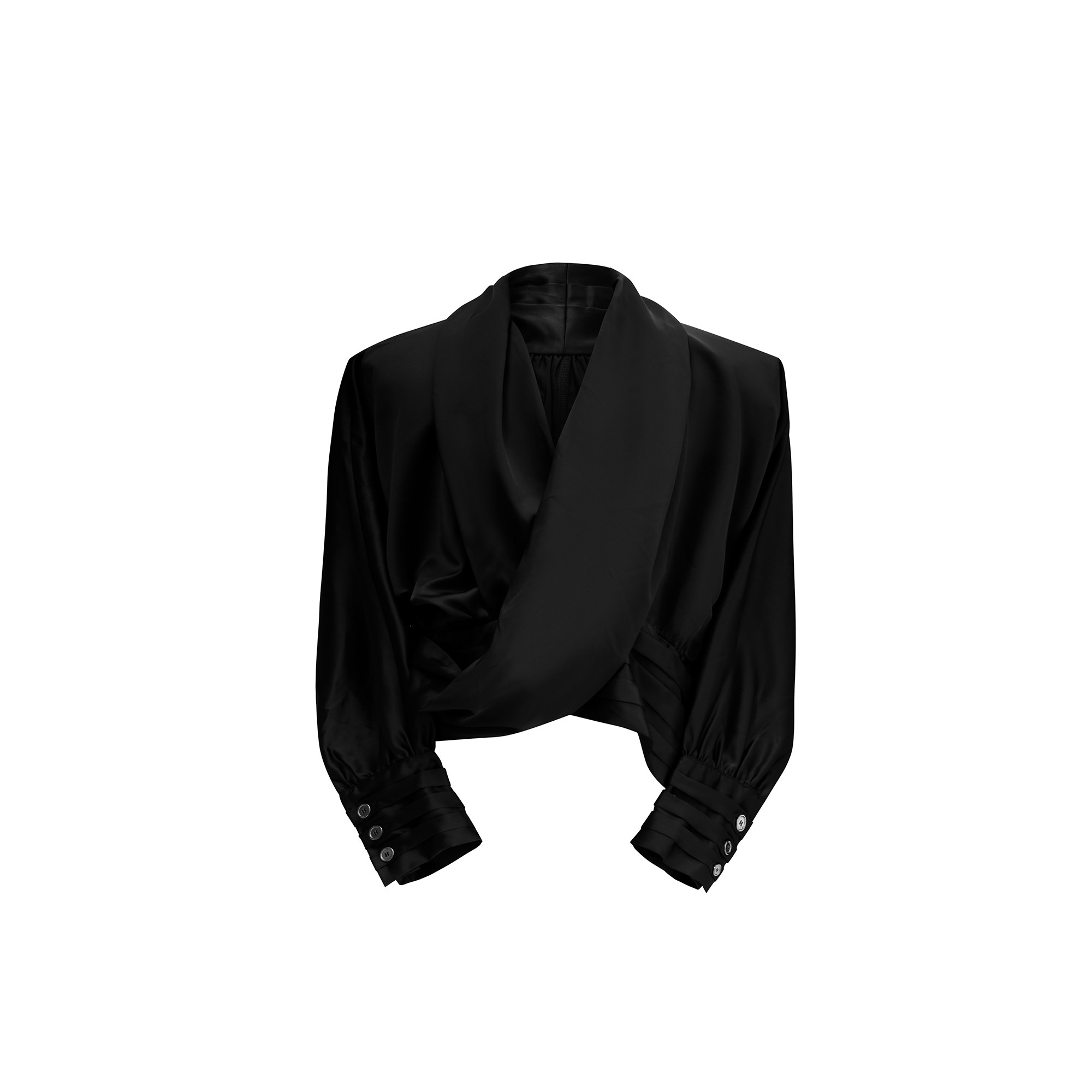 Deconstructed V-Neck Velvet Designer Shirt