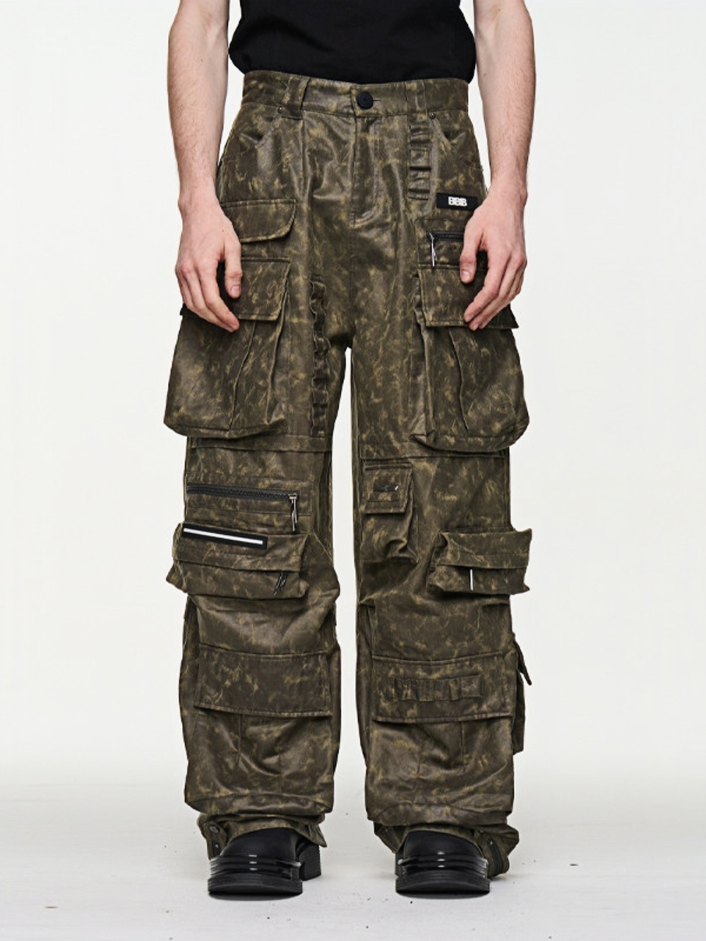 Heavy-duty Pocketed Green Work Pants