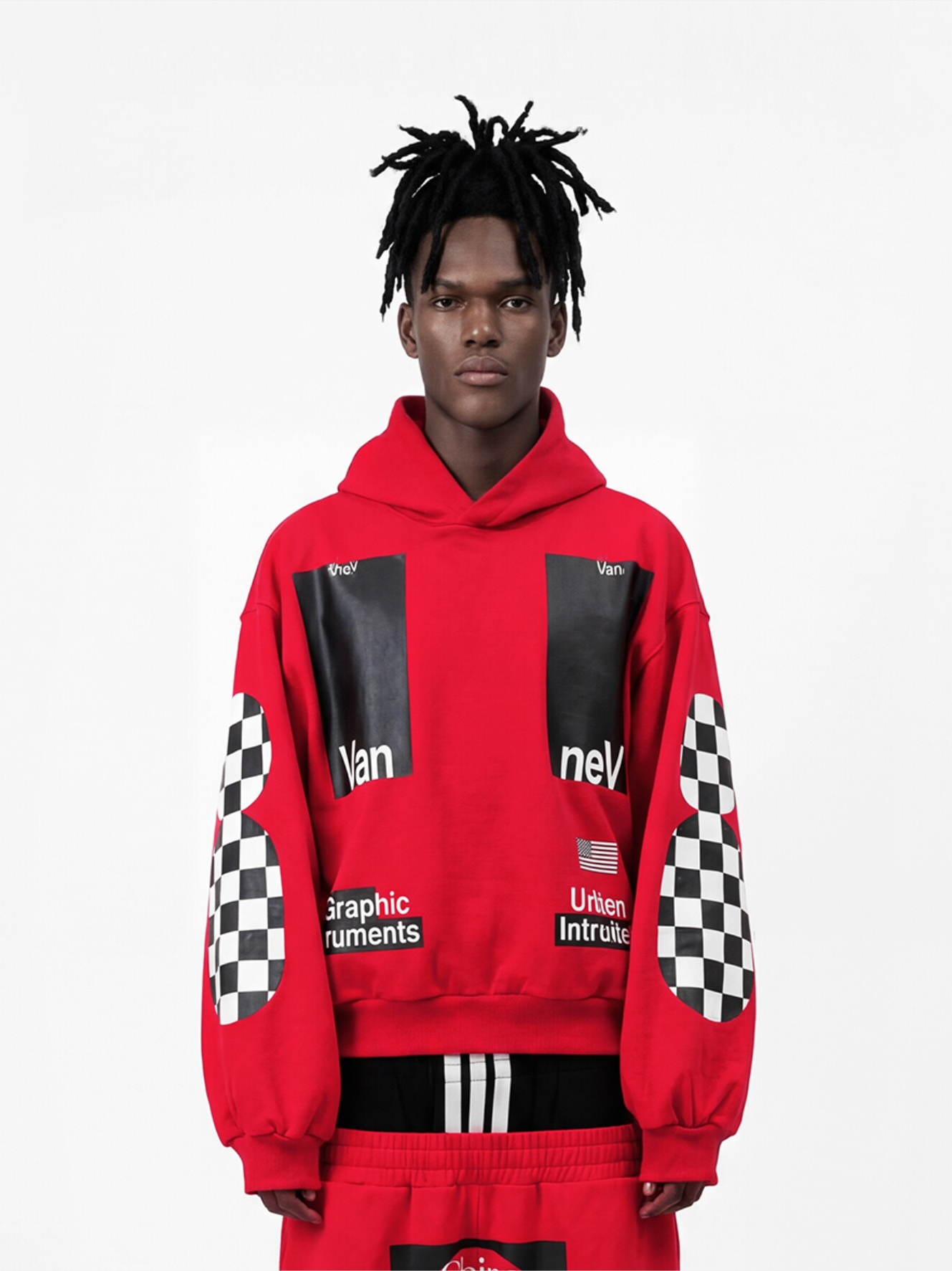 Red Racing-Print Hoodie