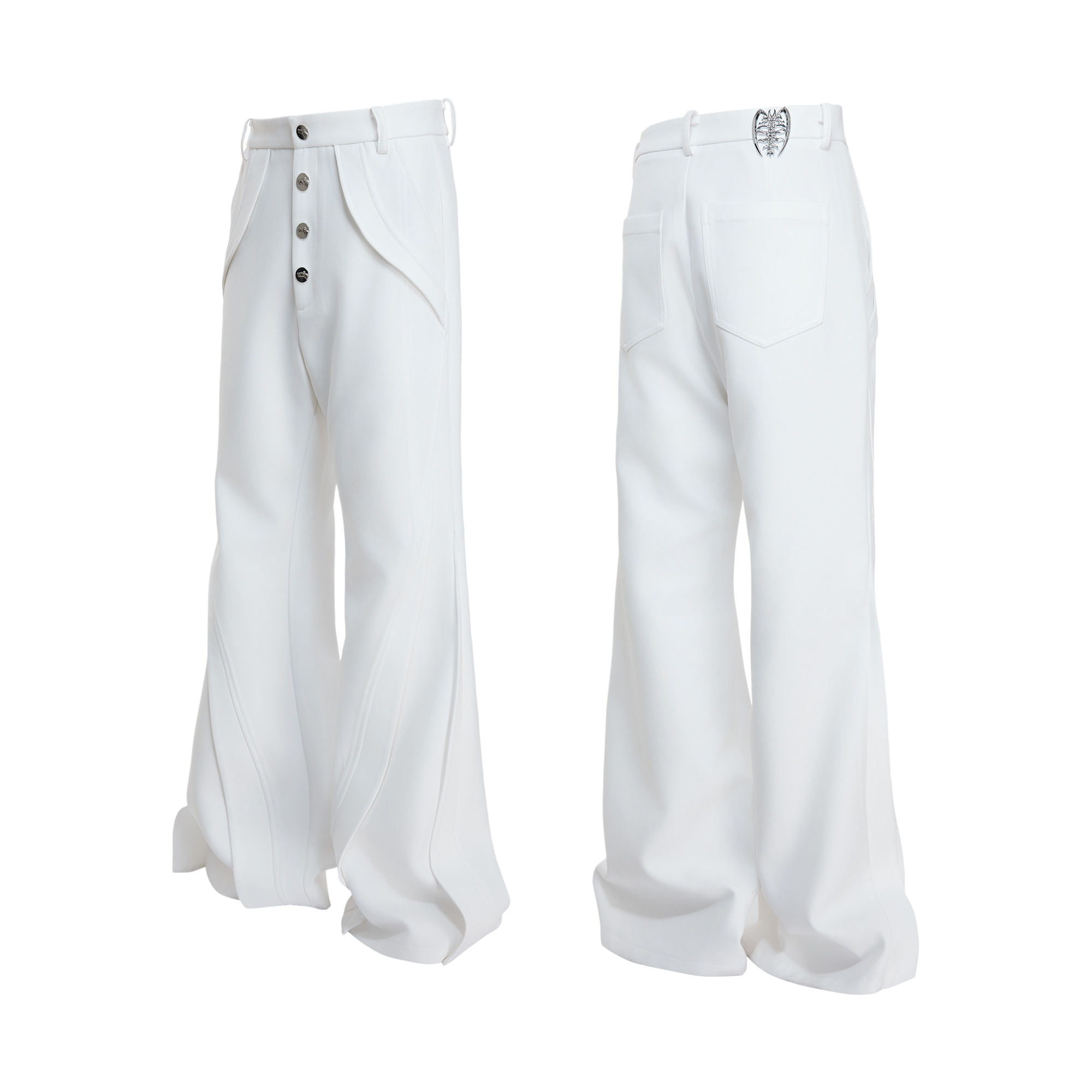 Chiren Deconstructed Paneled Micro-Flare Trousers