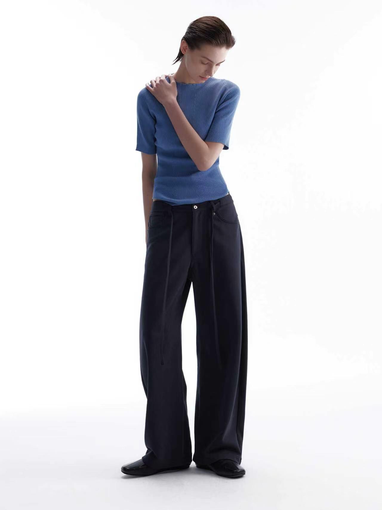 Tencel-Wool 3D-Texture Slim Skin-Friendly Comfortable Knit T-Shirt