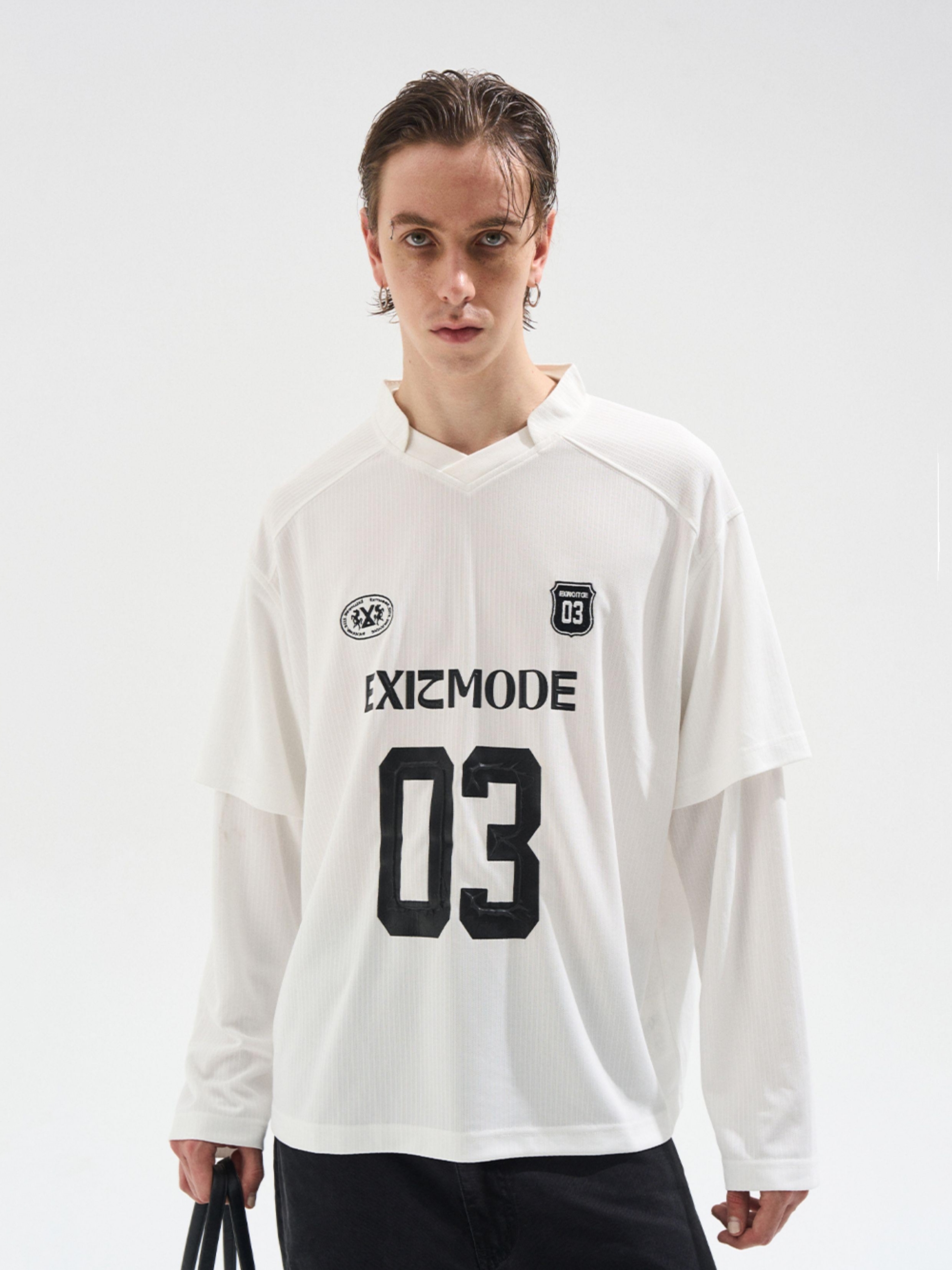 EXITMODE BY BLINDNOPLAN Retro Layered Striped Jersey T-Shirt