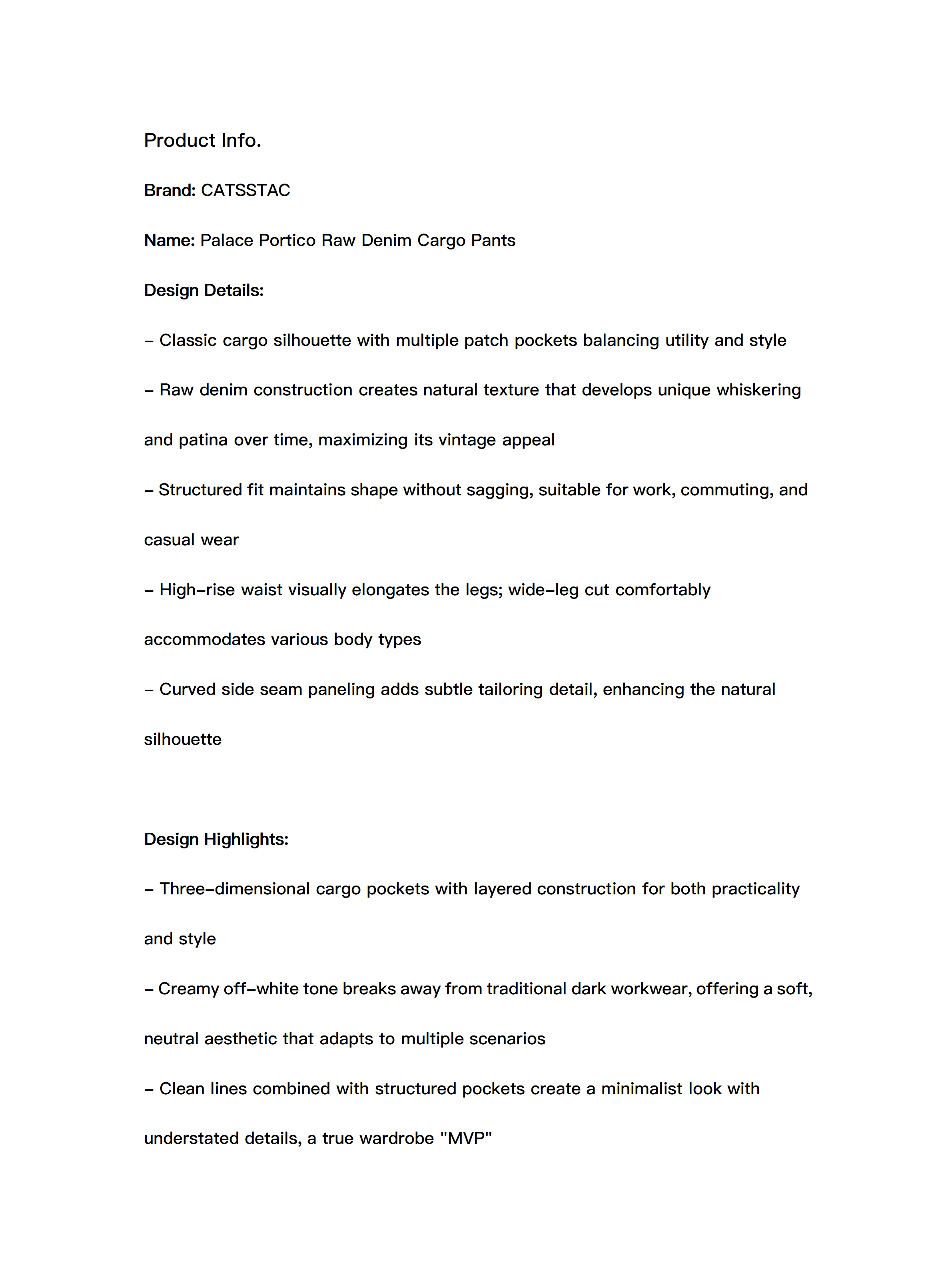 Palace Portico Raw Denim Cargo Pants