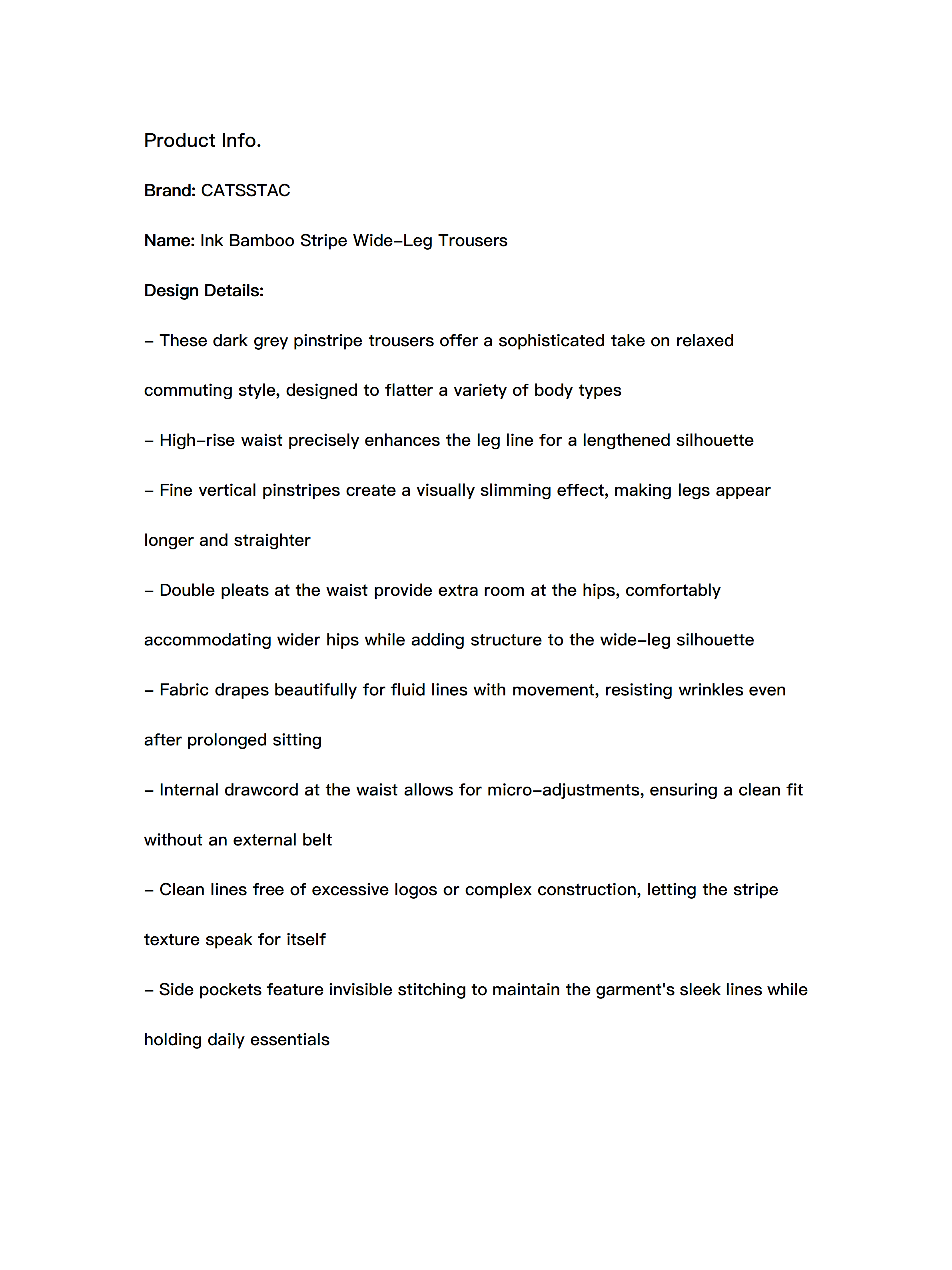 Ink Bamboo Stripe Wide-Leg Trousers