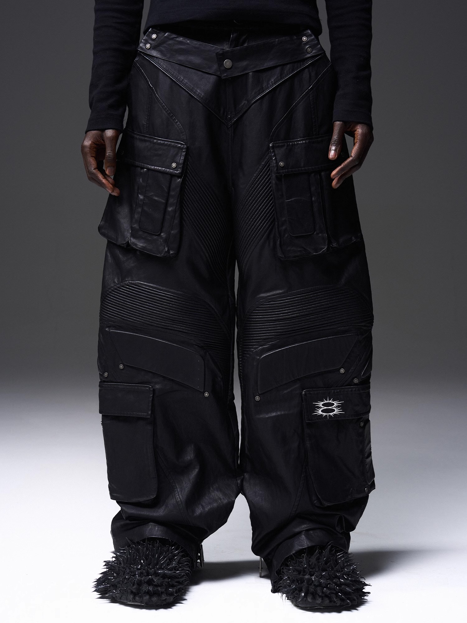 BLINDNOPLAN x BLACK8 Heavy-Duty Metal Racing Multi-Pocket Cargo Pants