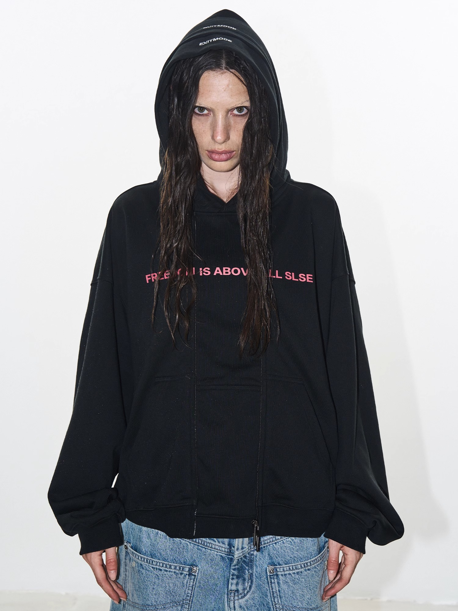 EXITMODE BY BLINDNOPLAN 24AW Fake Double-Layered Printed Hoodie