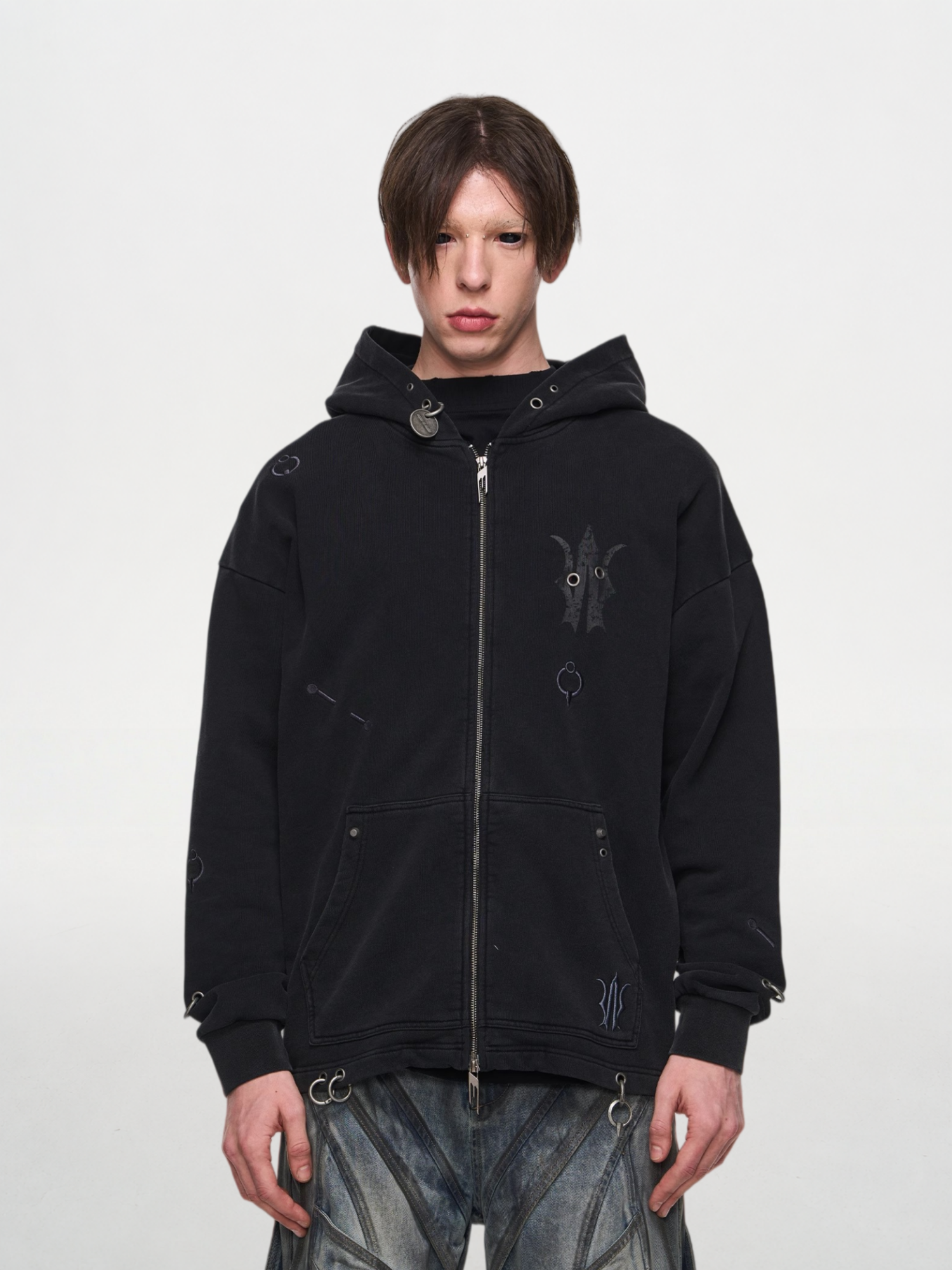 Heavy Metal Contrast Texture Hoodie Jacket