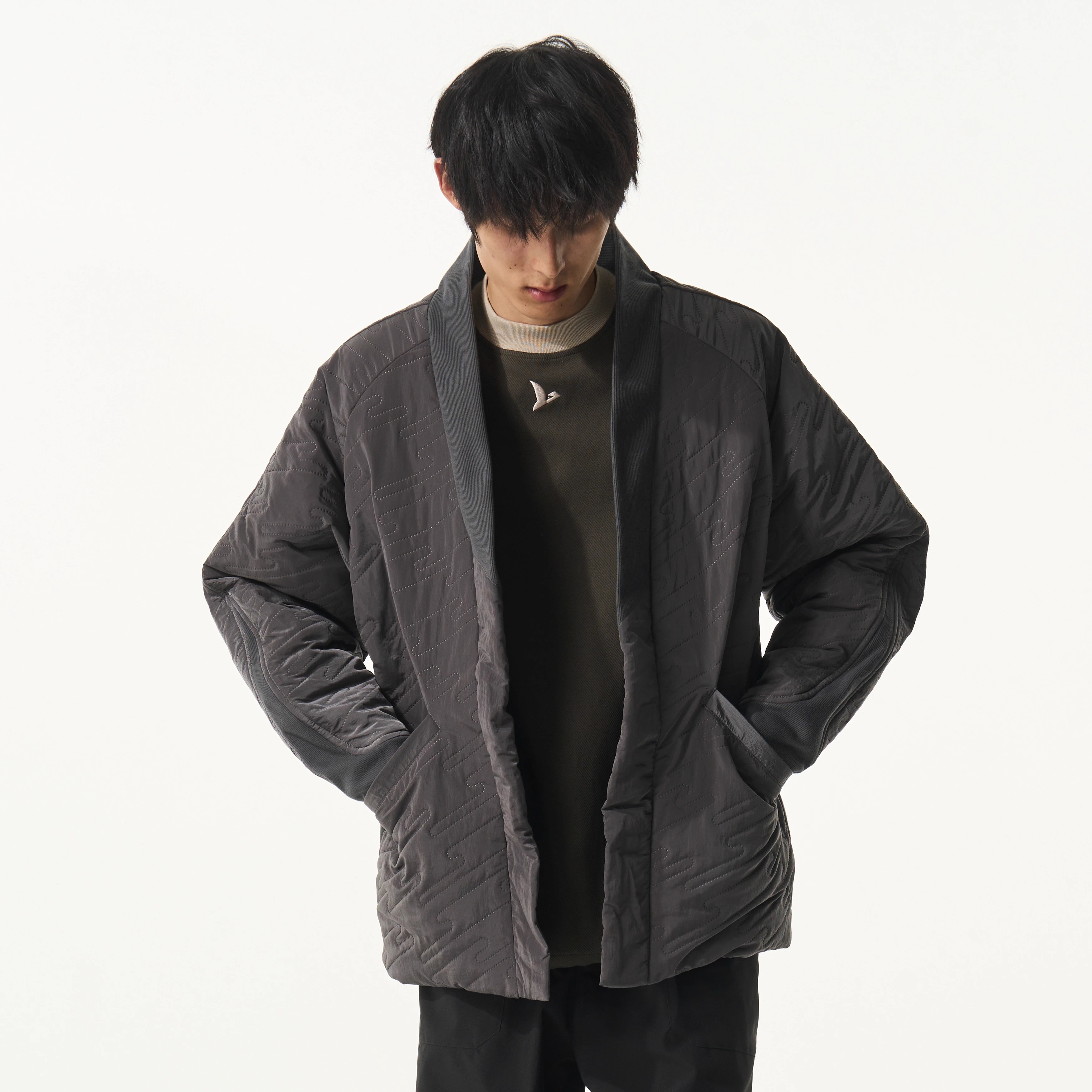 HALCYON 23AW Woven and Stitched Twill Patchwork New Shearling Robe
