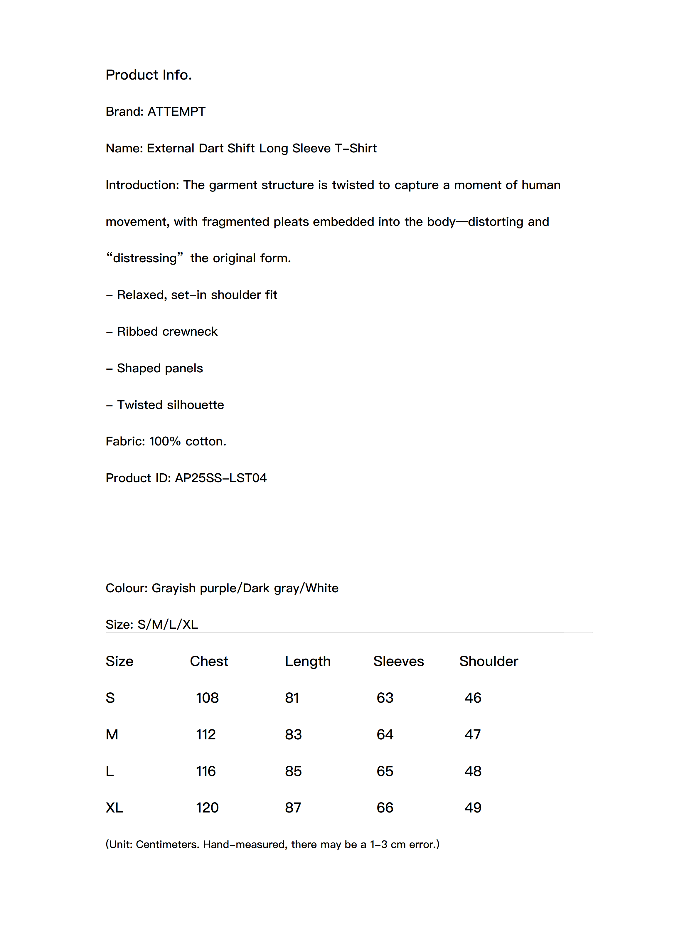 External Dart Shift Long Sleeve T-Shirt