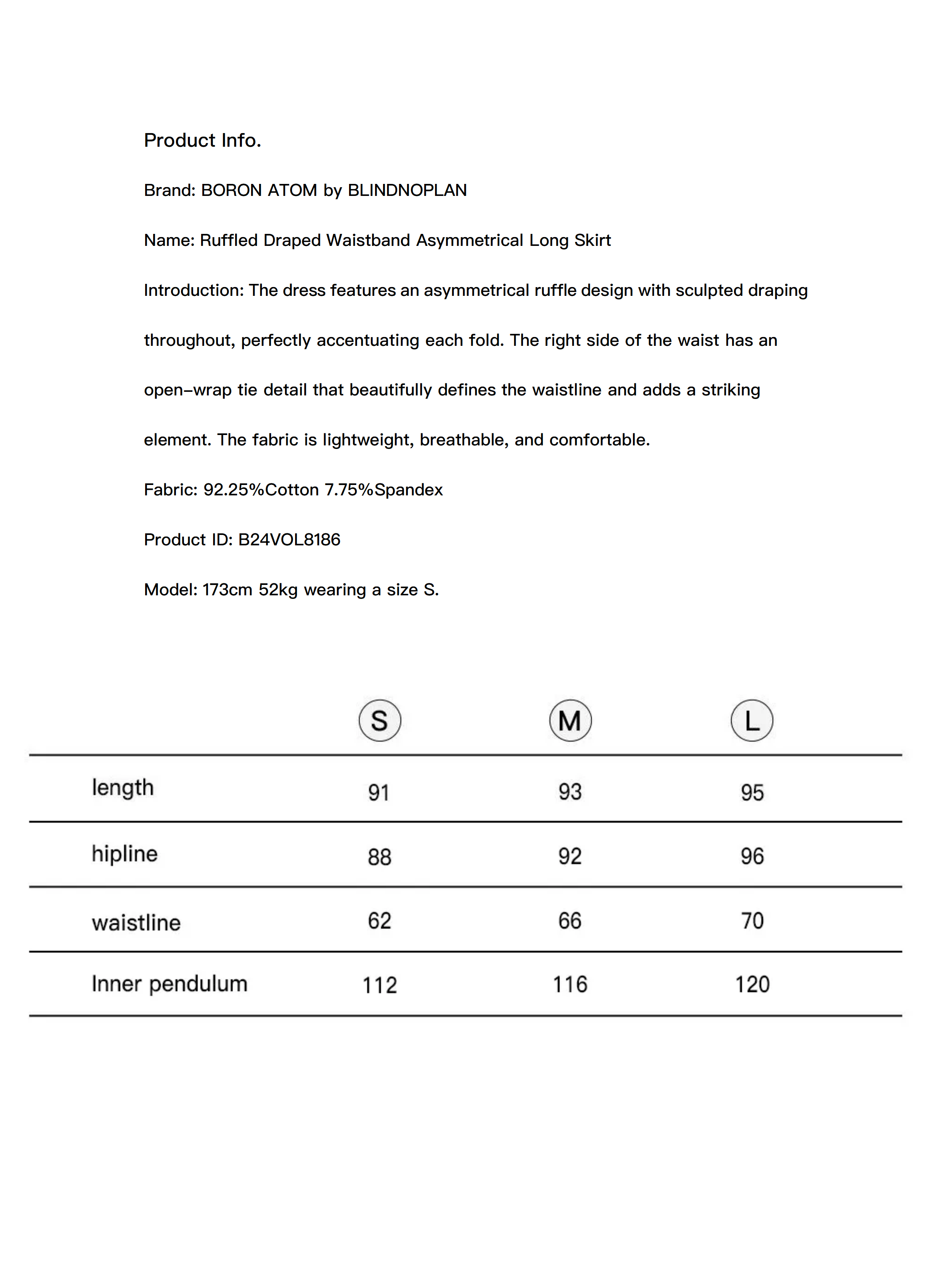 Ruffled Draped Waistband Asymmetrical Long Skirt