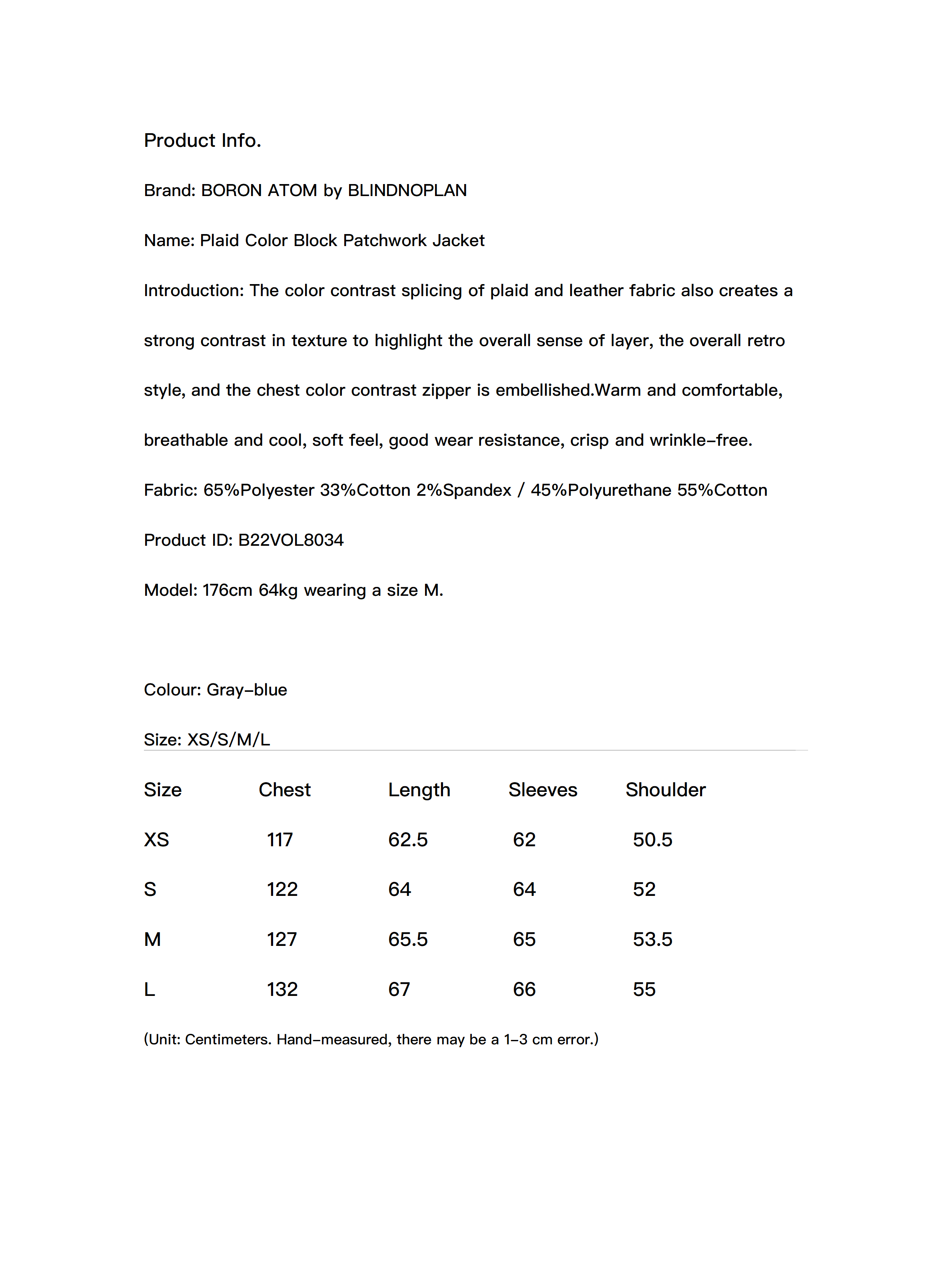 Plaid Color Block Patchwork Jacket