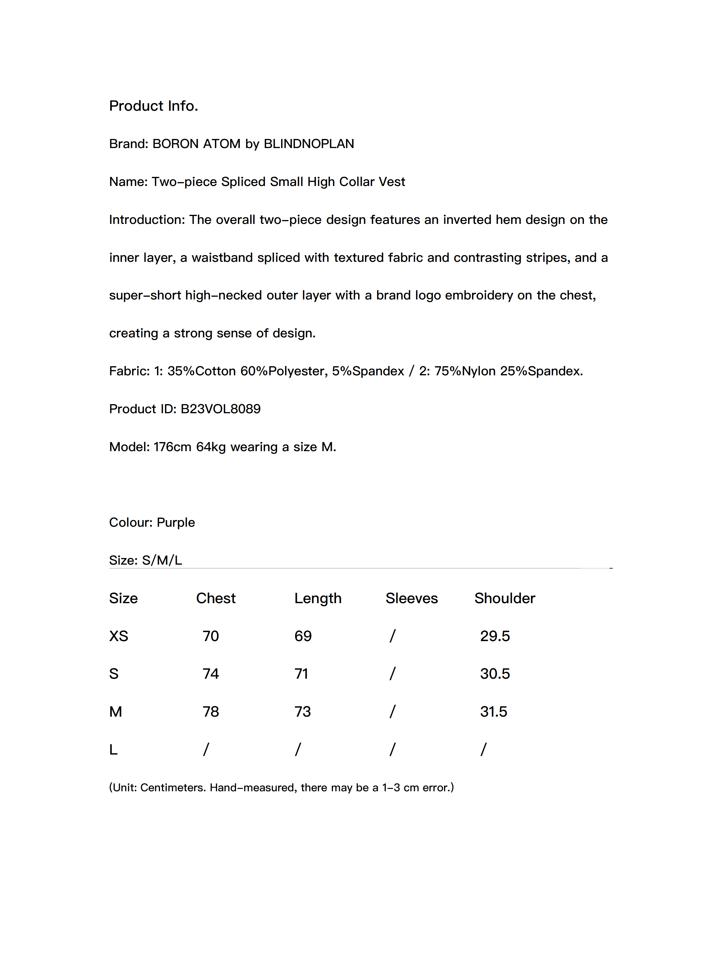 Two-piece Spliced Small High Collar Vest