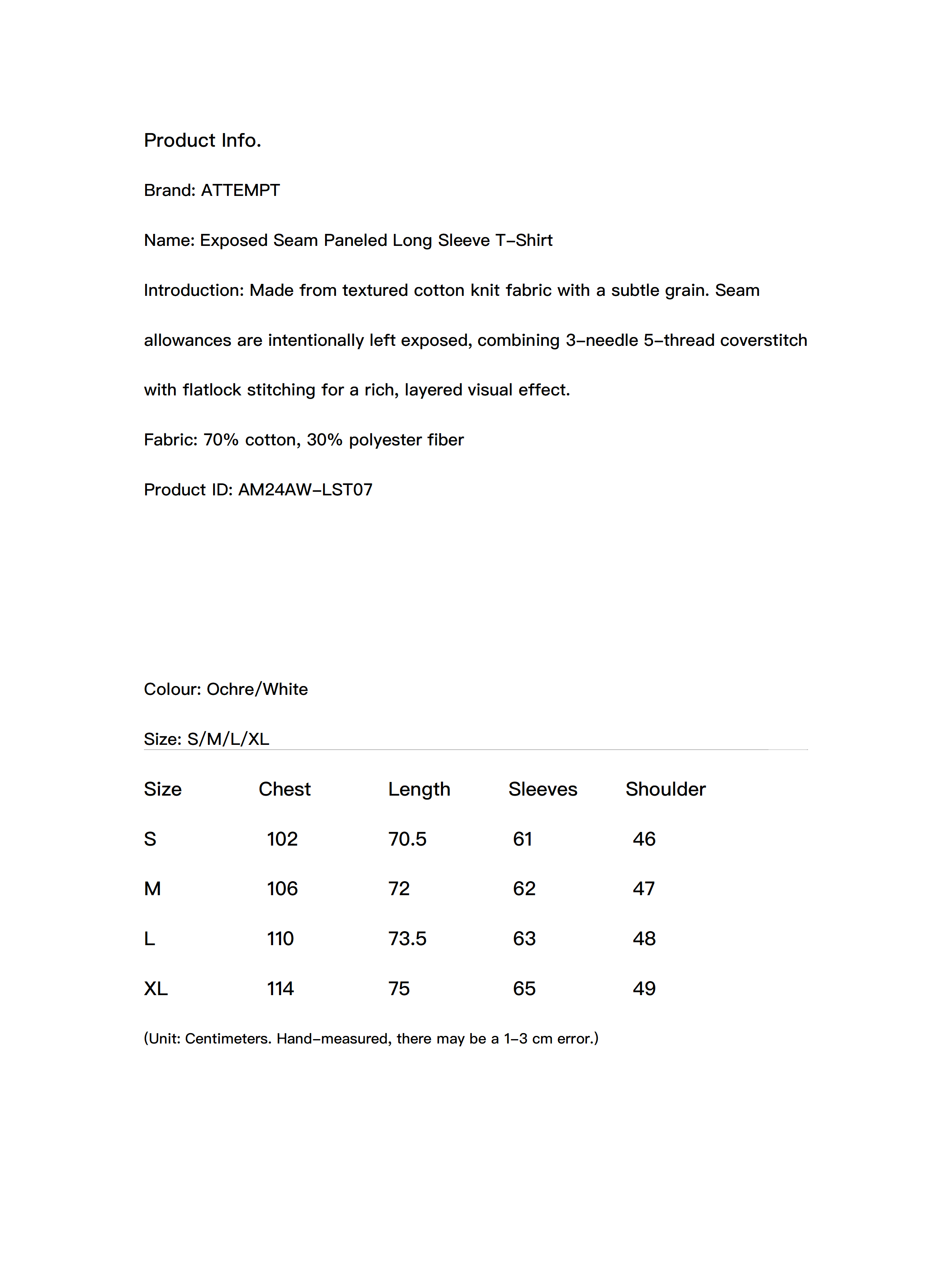 Exposed Seam Paneled Long Sleeve T-Shirt