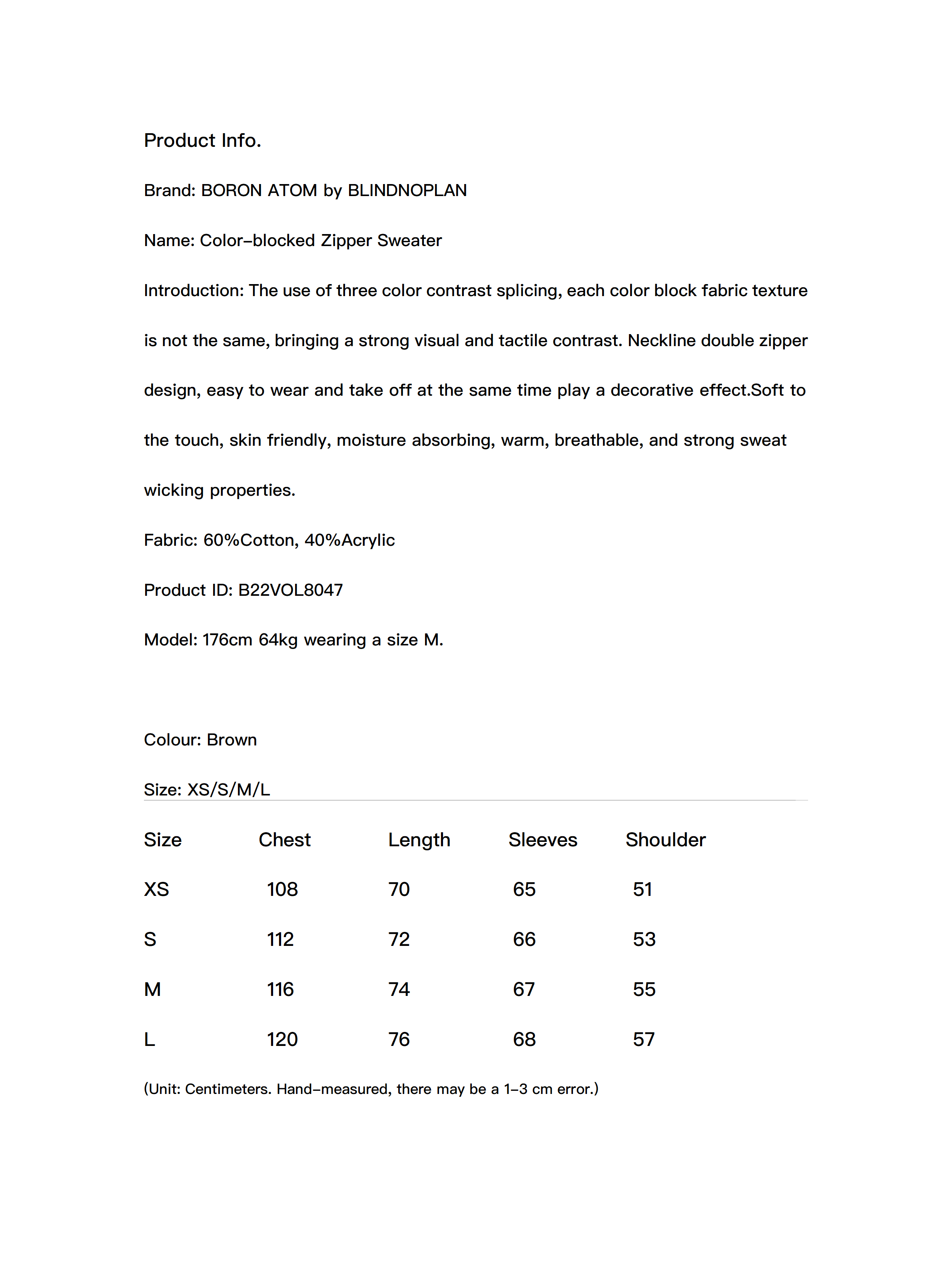 Color-blocked Zipper Sweater