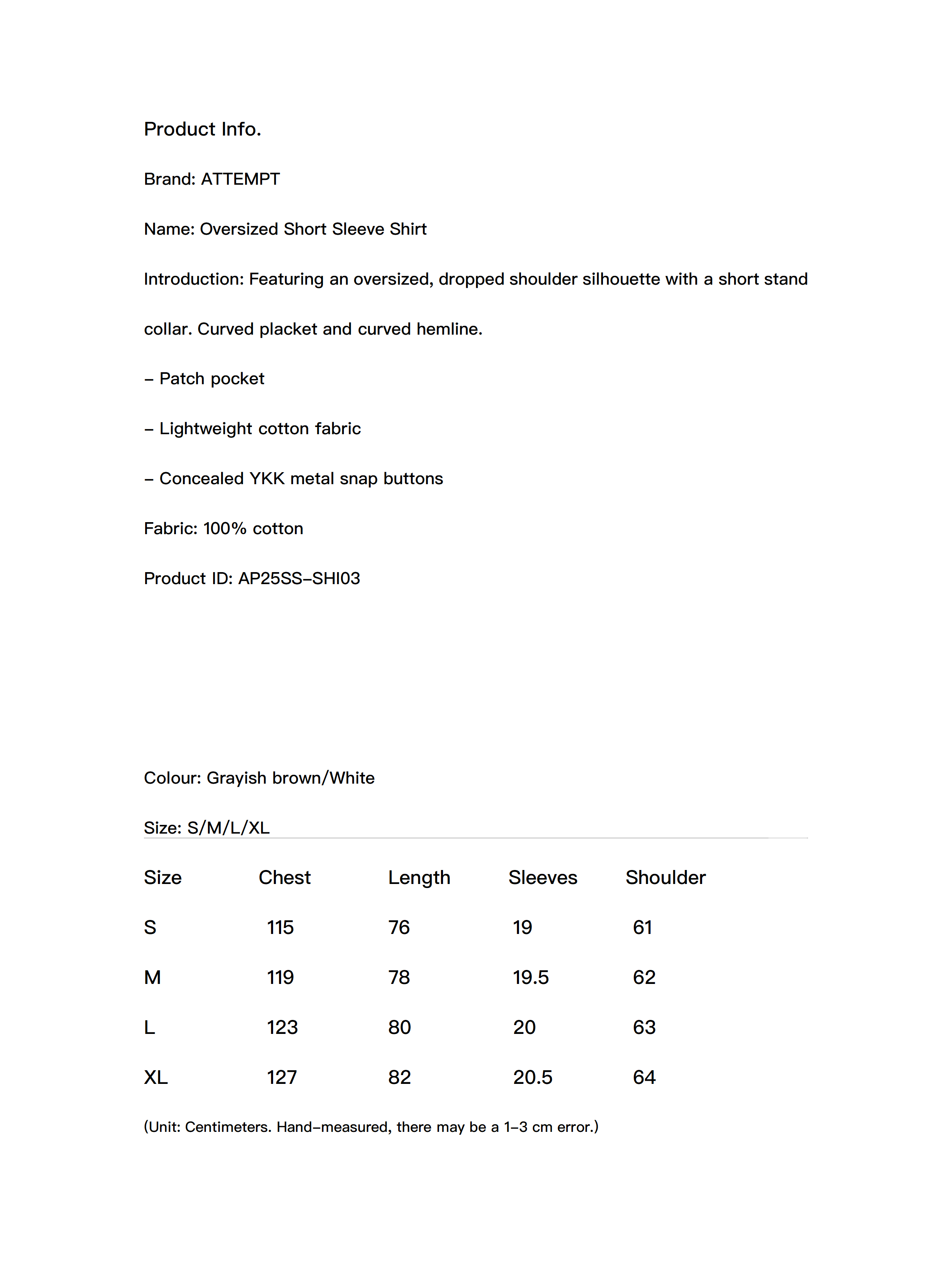 Oversized Short Sleeve Shirt