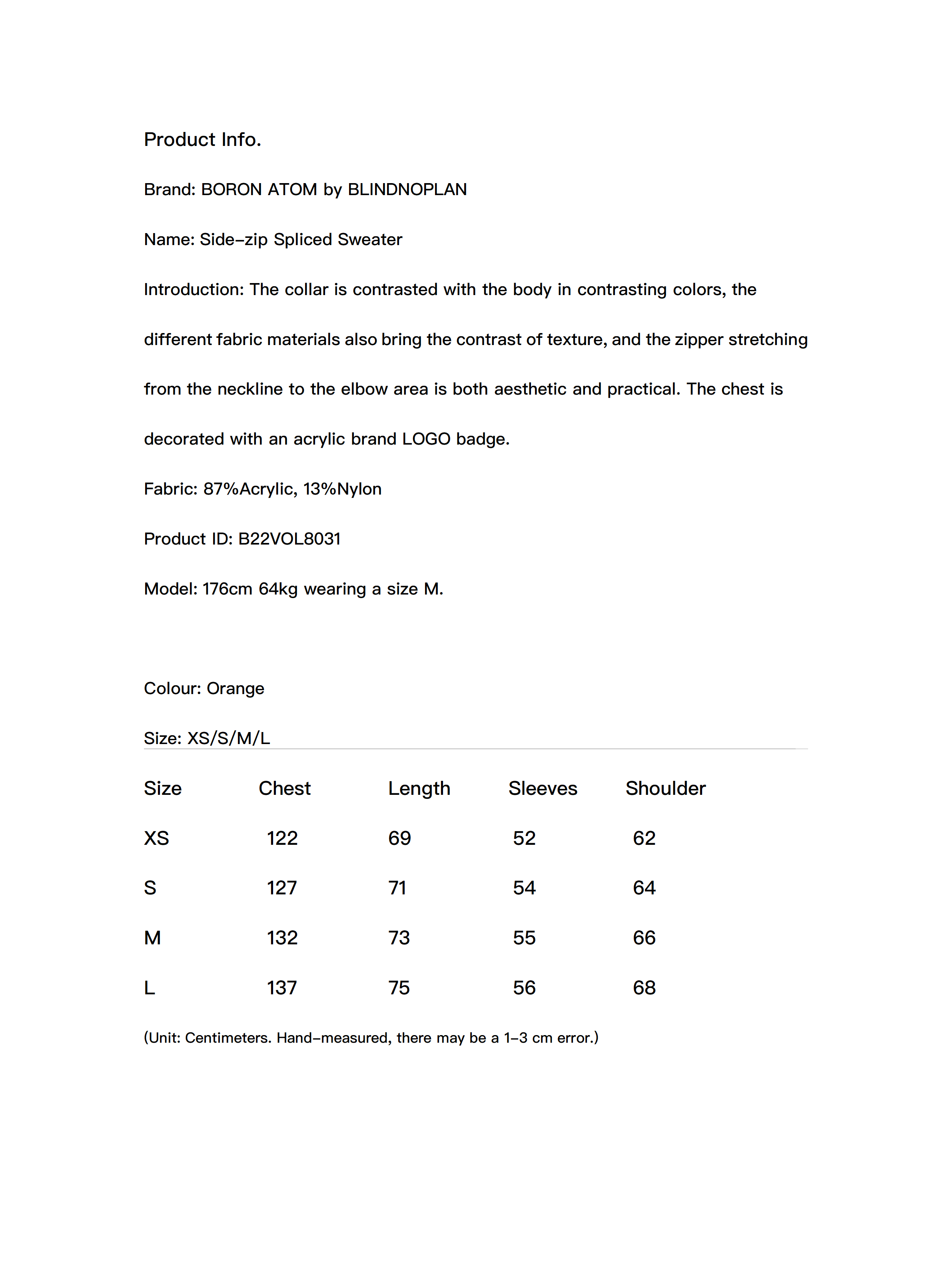 Side-zip Spliced Sweater