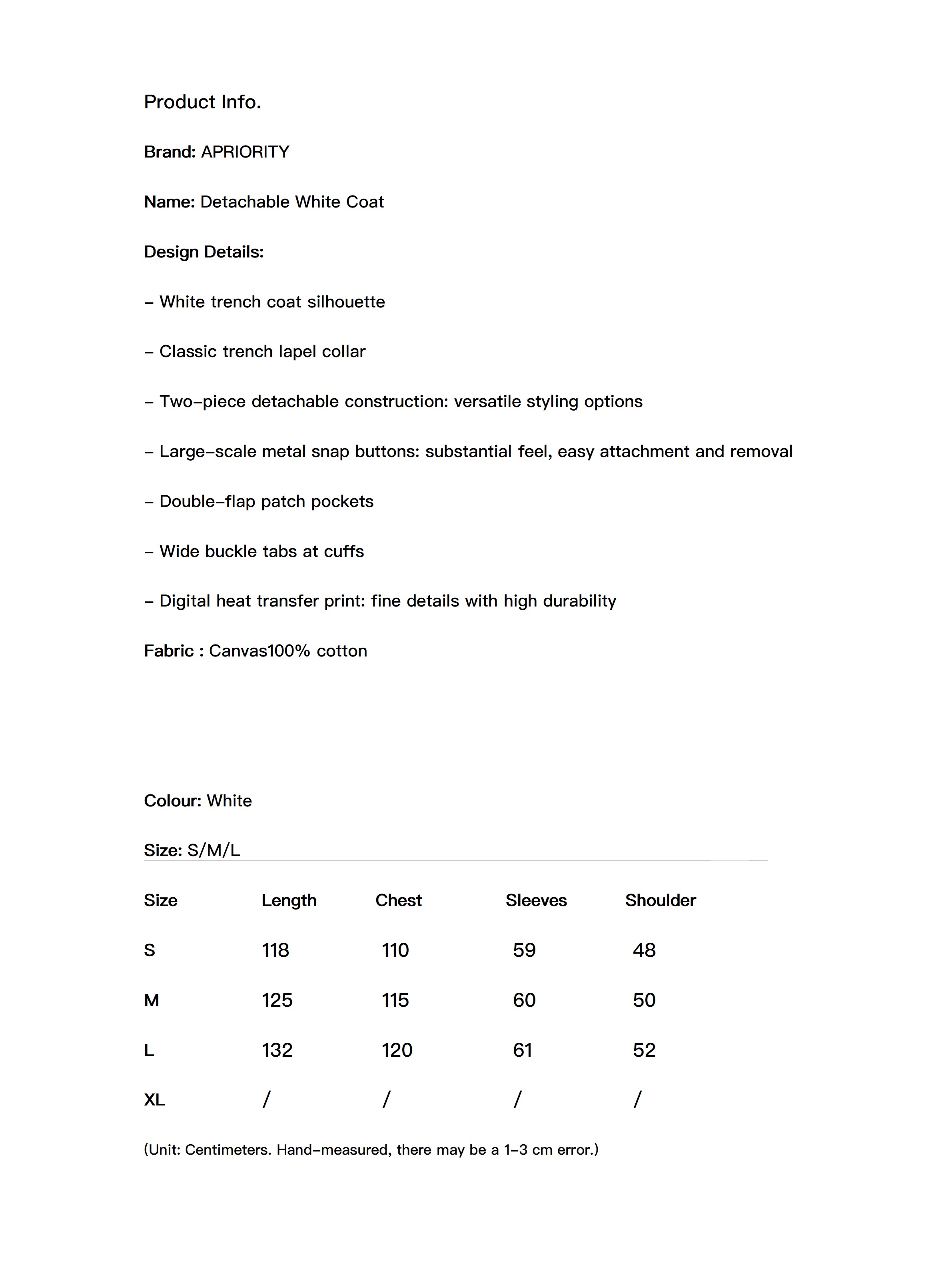 Detachable White Coat