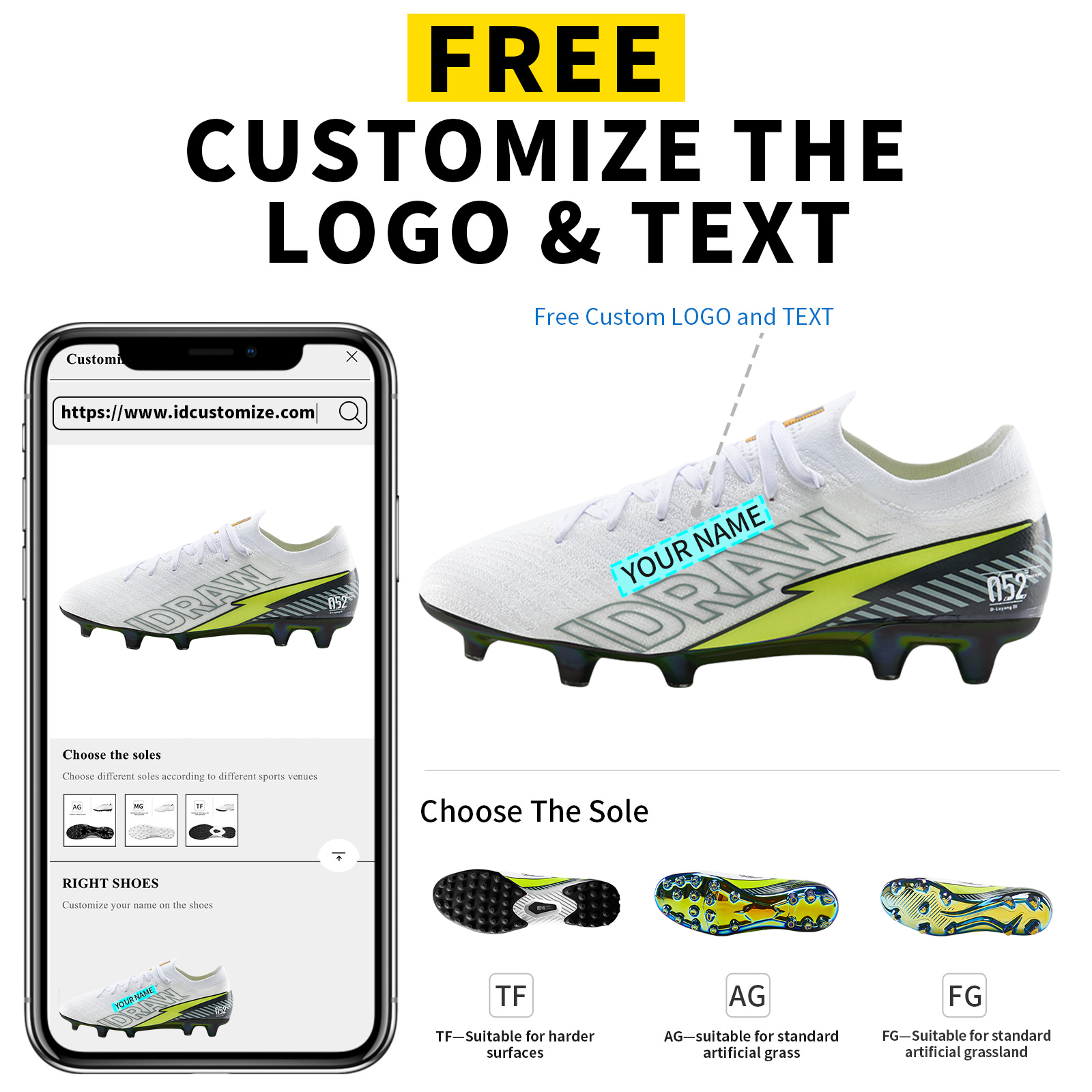 ID Custom Football Shoes Professional Football Training Shoes Domestic Assassin 16 Plus Widening FG Spike Sneakers