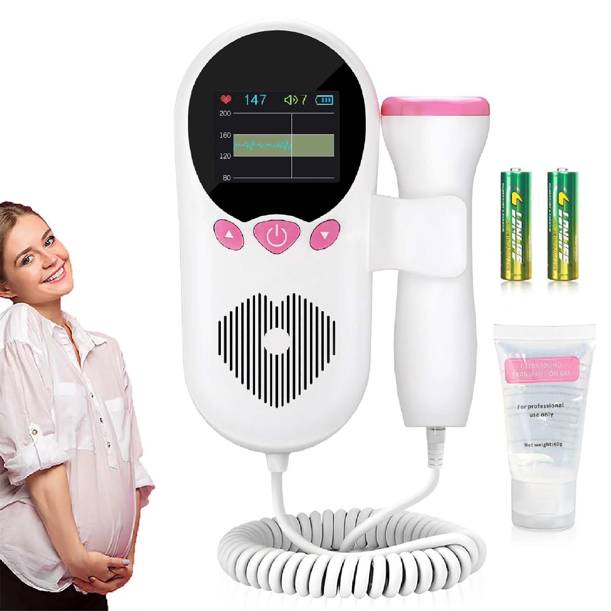 Baby Monitor Heartbeat Pregnancy Accessories Pocket Portable Doppler Fetal Heart Rate Monitor Easy to Use-Mrbr