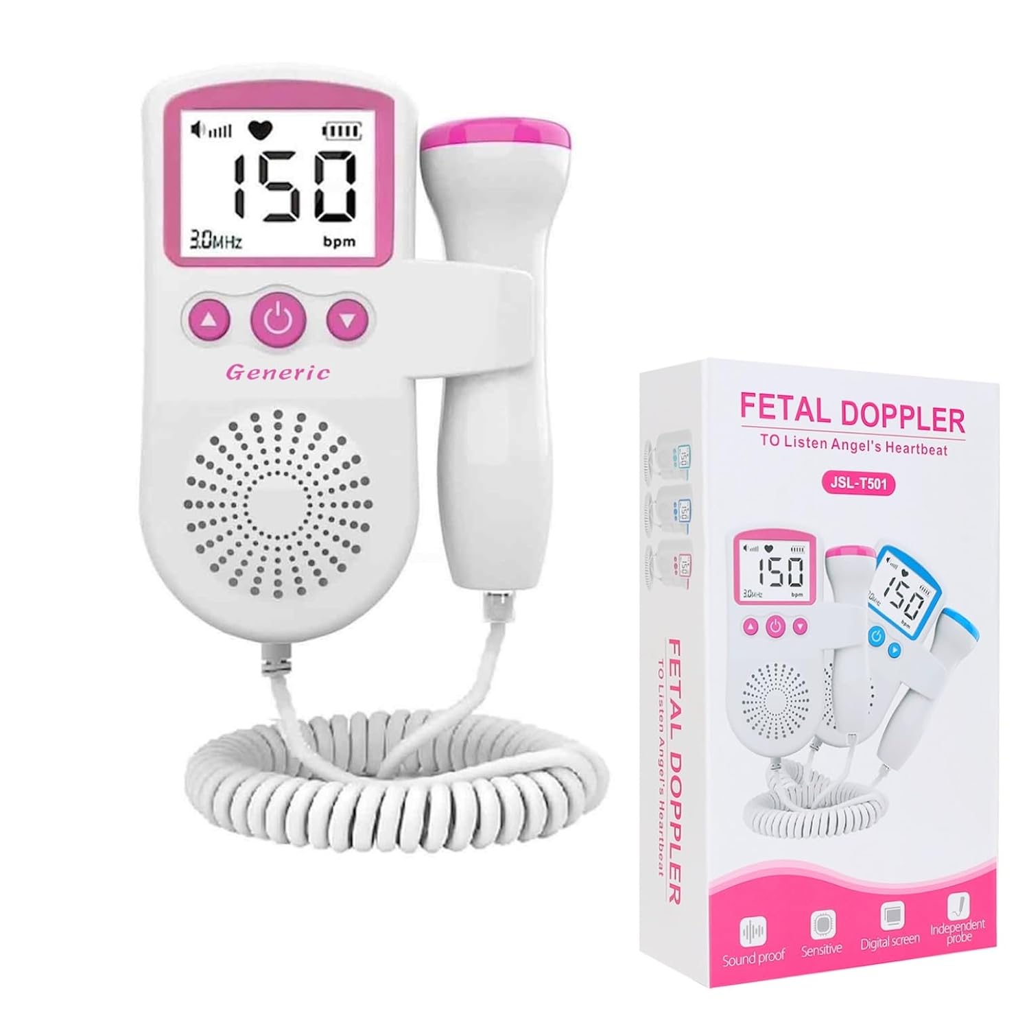 Baby Heart Doppler Monitor, Accessory for Fetal Pregnancy Heartbeat Doppler Detector Monitor for New Mom East Use B3X03
