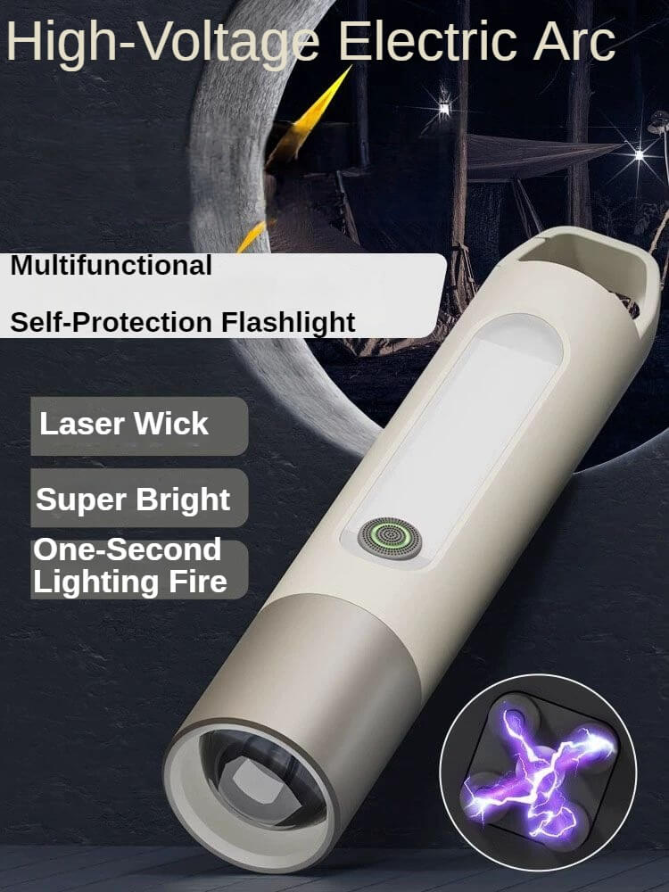 Super Bright Fire Lighting Laser Zoom Self Defense Flashlight 