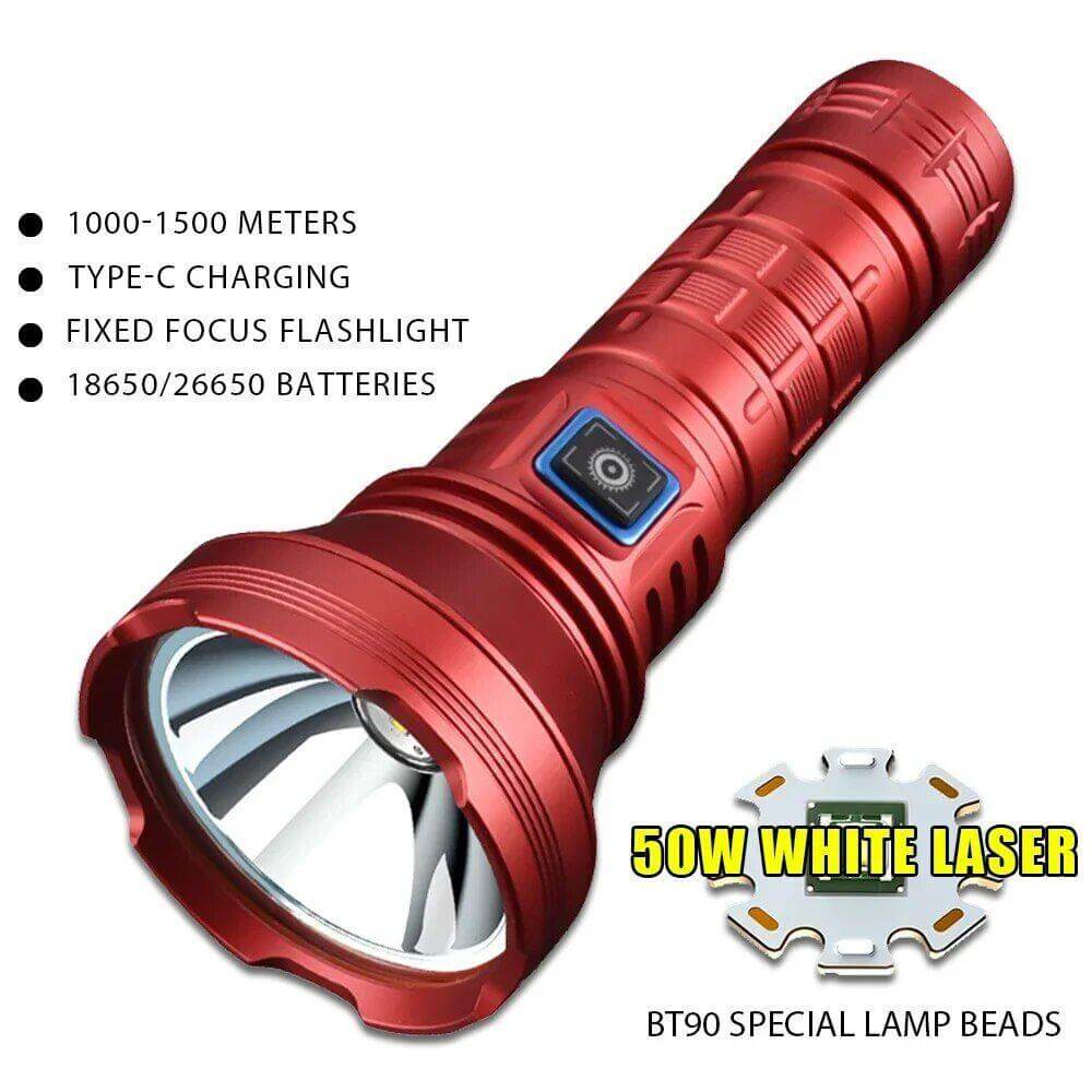 Super Bright Long Range Rechargeable Tactical Outdoor Flashlight 26650 Battery