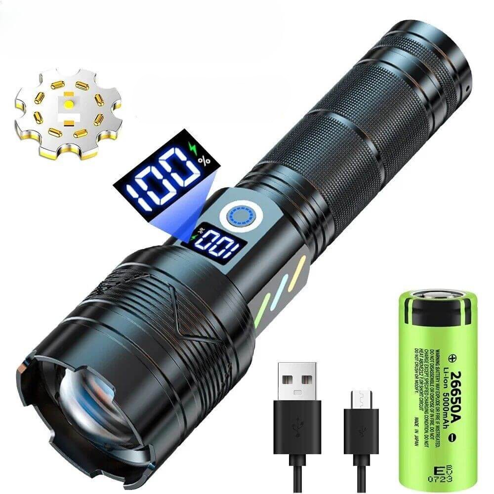 【SG-A06-A】🔥🎁Super Bright Rechargeable 100W  LEP Laser Zoom Tactical  Flashlight