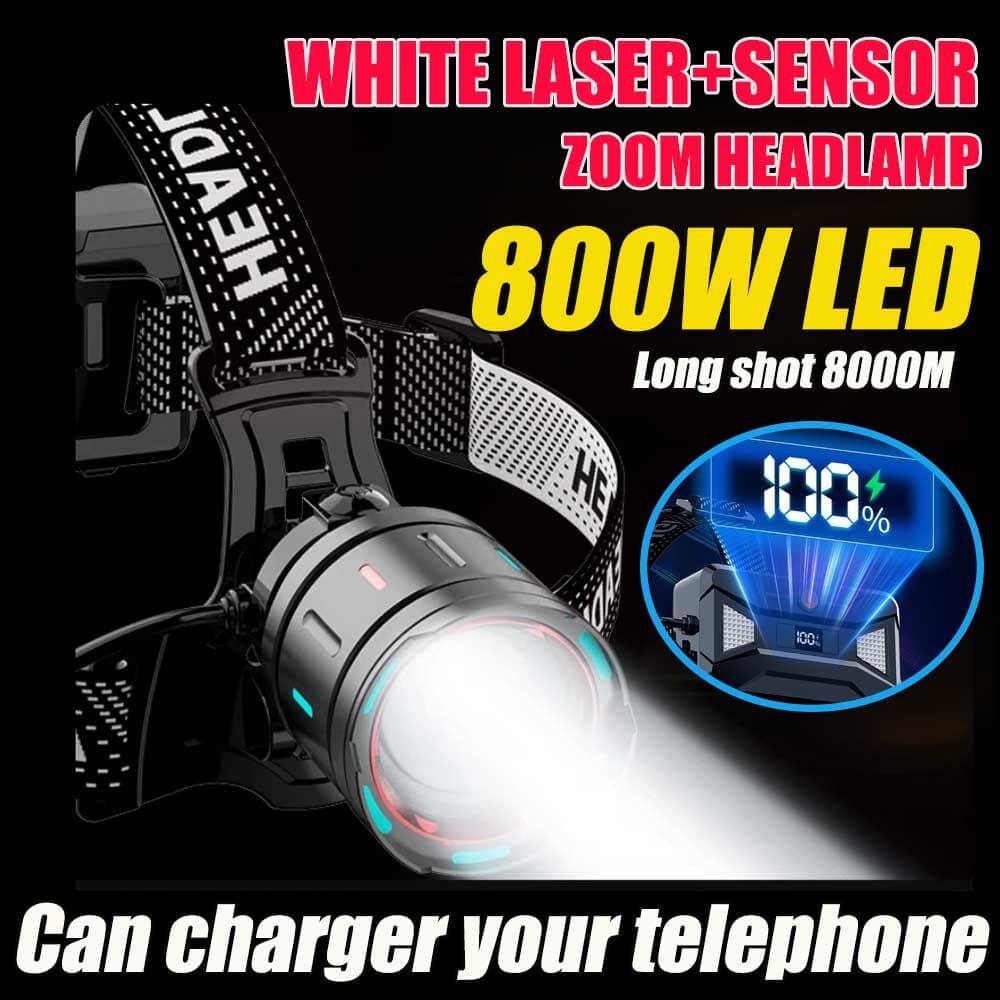 Super Bright Waterproof Sensor Laser Zoom  Headlamp 
