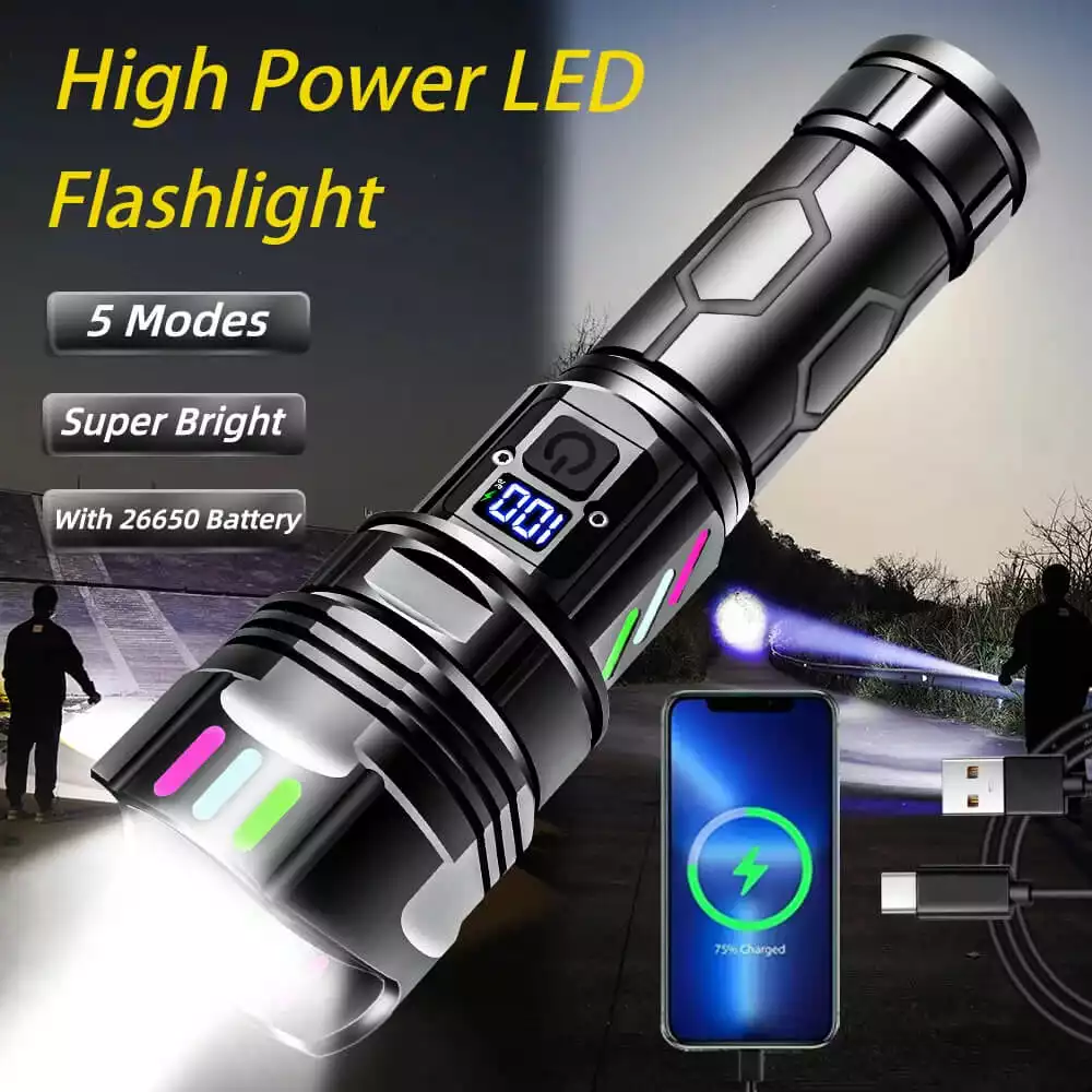 【SG-A08】🔥⏰ 90000 Lumens Super Bright Rechargeable Laser Zoom Tactical Flashlight
