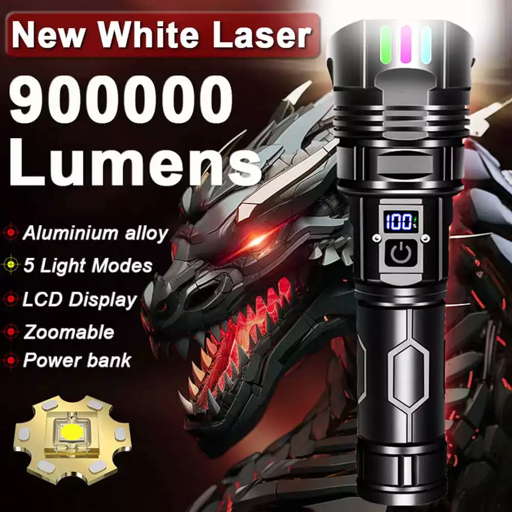 【SG-A08】🔥⏰ 90000 Lumens Super Bright Rechargeable Laser Zoom Tactical Flashlight