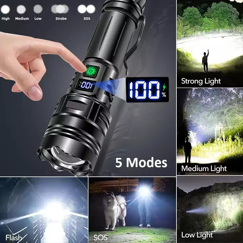 【SG-A05】🔥⏰ Most Powerful Rechargeable Tactical Laser Zoom Flashlight
