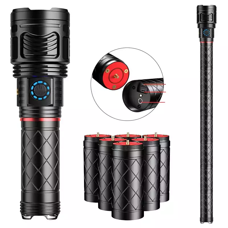 【SG-G800】🔥⏰New Design Super Bright Rechargeable Tactical Outdoor Flashlight 150000 Lumens