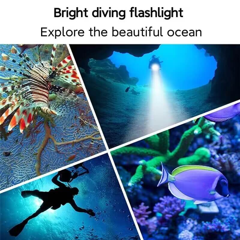 【Free Shipping】】Powerful Diving Flashlight IP88 Waterproof 8000 High Lumens