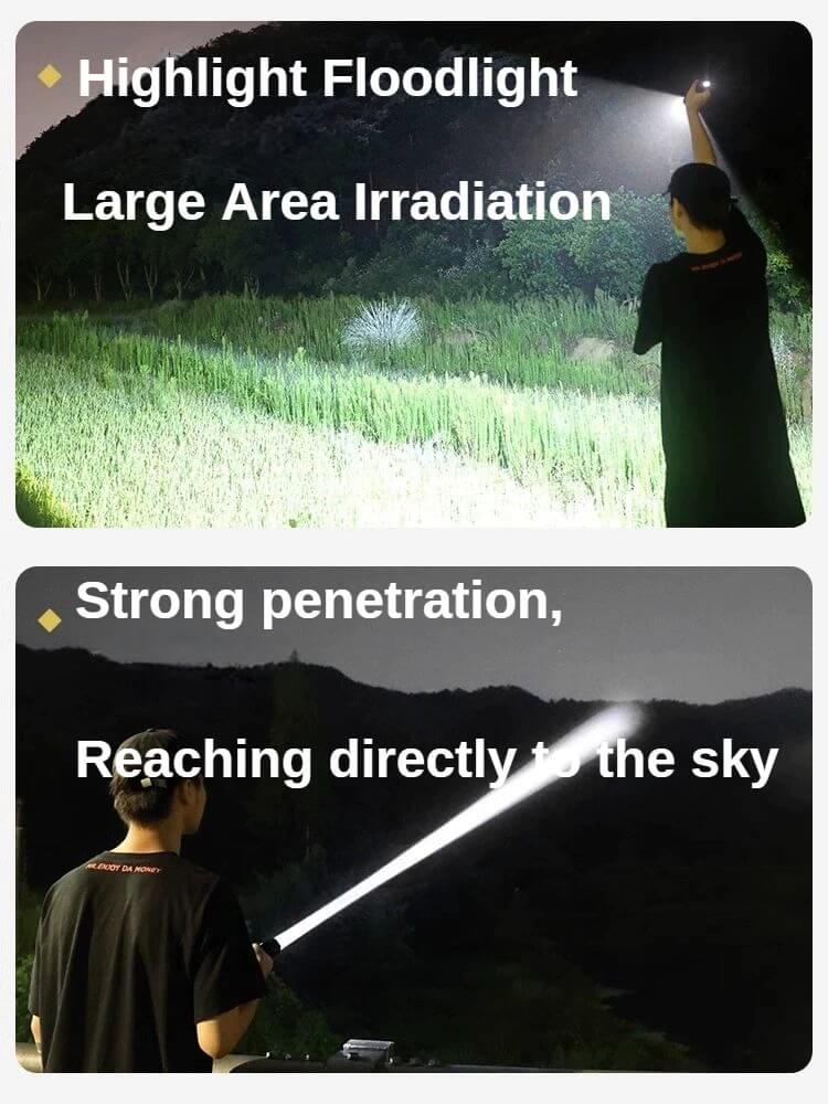 Super Bright Fire Lighting Laser Zoom Self Defense Flashlight 