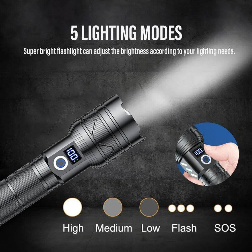 Super Bright Rechargeable LEP Laser Zoom  Flashlight  26650 Battery