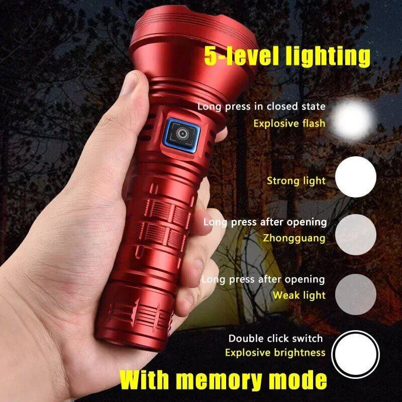 Super Bright Long Range Rechargeable Tactical Outdoor Flashlight 26650 Battery