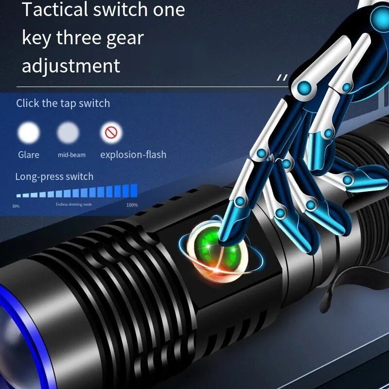 【SG-217】🔥Flashlight Usb Charging Ultra Powerful Rechargeable Battery Camping High Power Led Portable Lamp Torch Spotlights Fishing