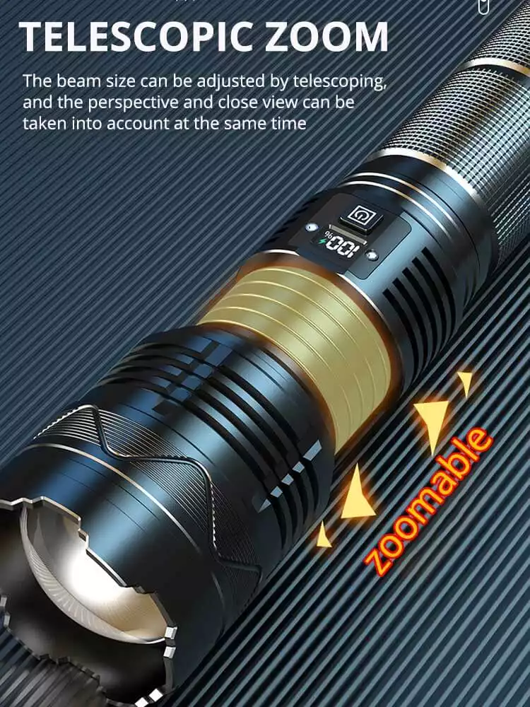 Type-C Super Bright Long Range LED Brightest Flashlight Rechargeable