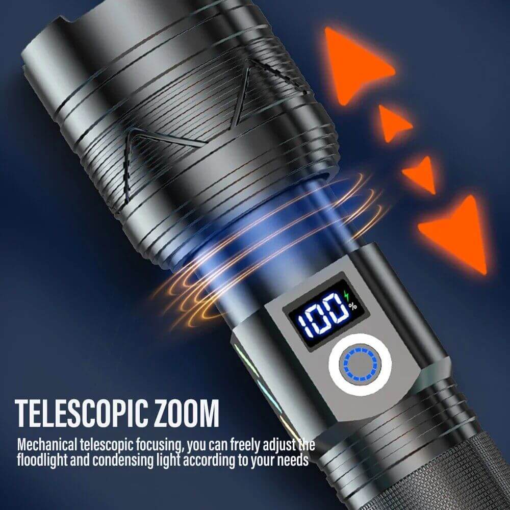Super Bright Rechargeable LEP Laser Zoom  Flashlight  26650 Battery