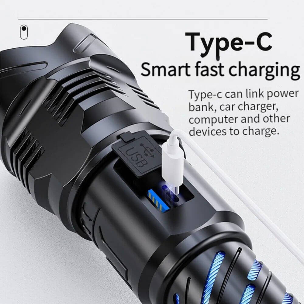 High Power LED Laser Zoom Rechargeable Flashlight 