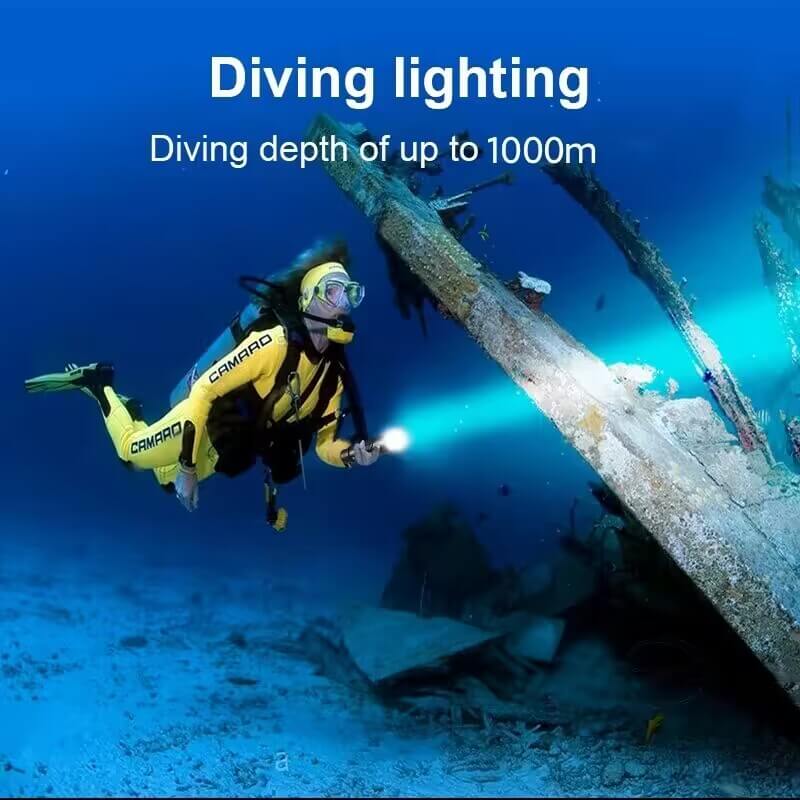 【Free Shipping】】Powerful Diving Flashlight IP88 Waterproof 8000 High Lumens
