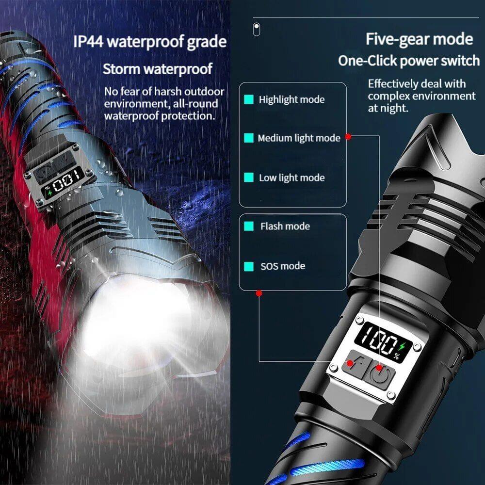 High Power LED Laser Zoom Rechargeable Flashlight 
