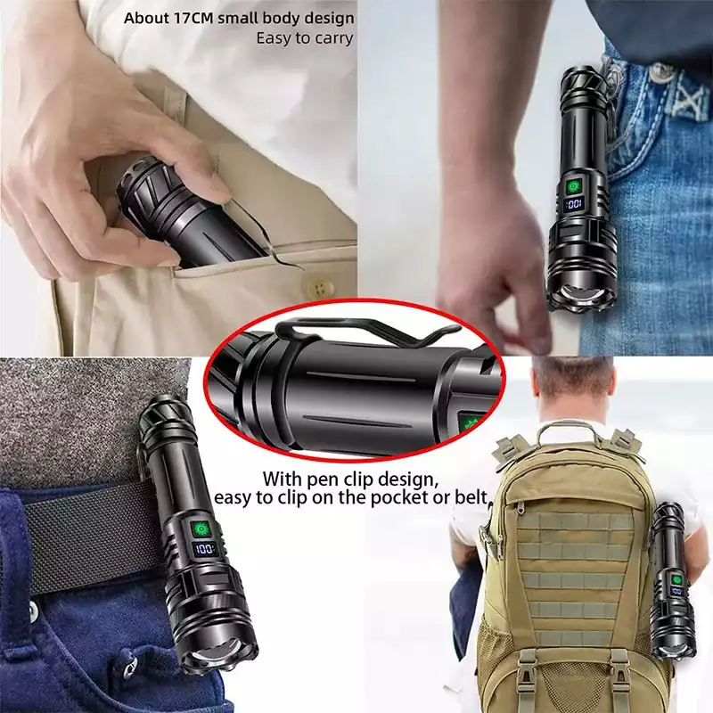 【SG-A05】🔥⏰ Most Powerful Rechargeable Tactical Laser Zoom Flashlight