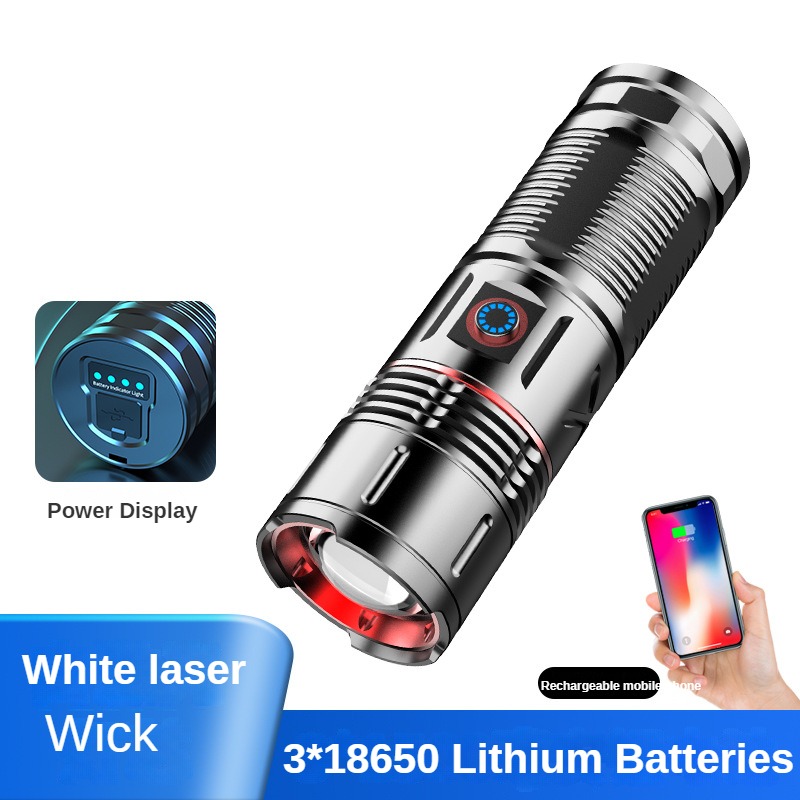 【SG-X6】🔥🎁Super Bright Rechargeable Type-C 3*18650 Li-Ion White Laser Tactical Zoom Flashlight