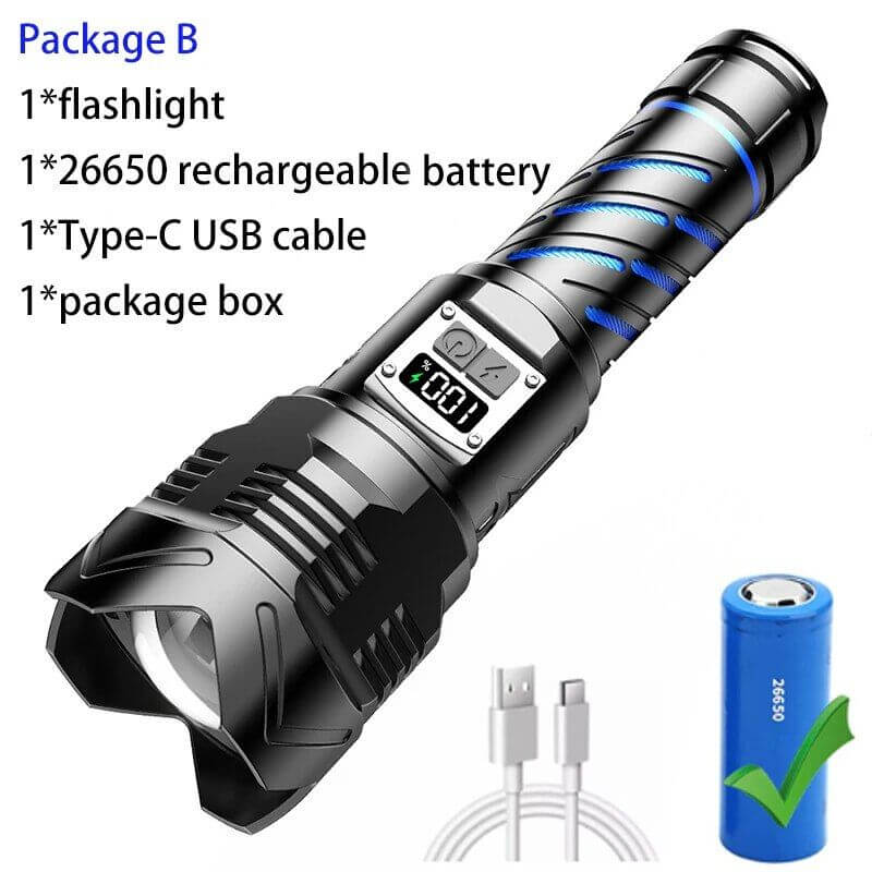 High Power LED Laser Zoom Rechargeable Flashlight 